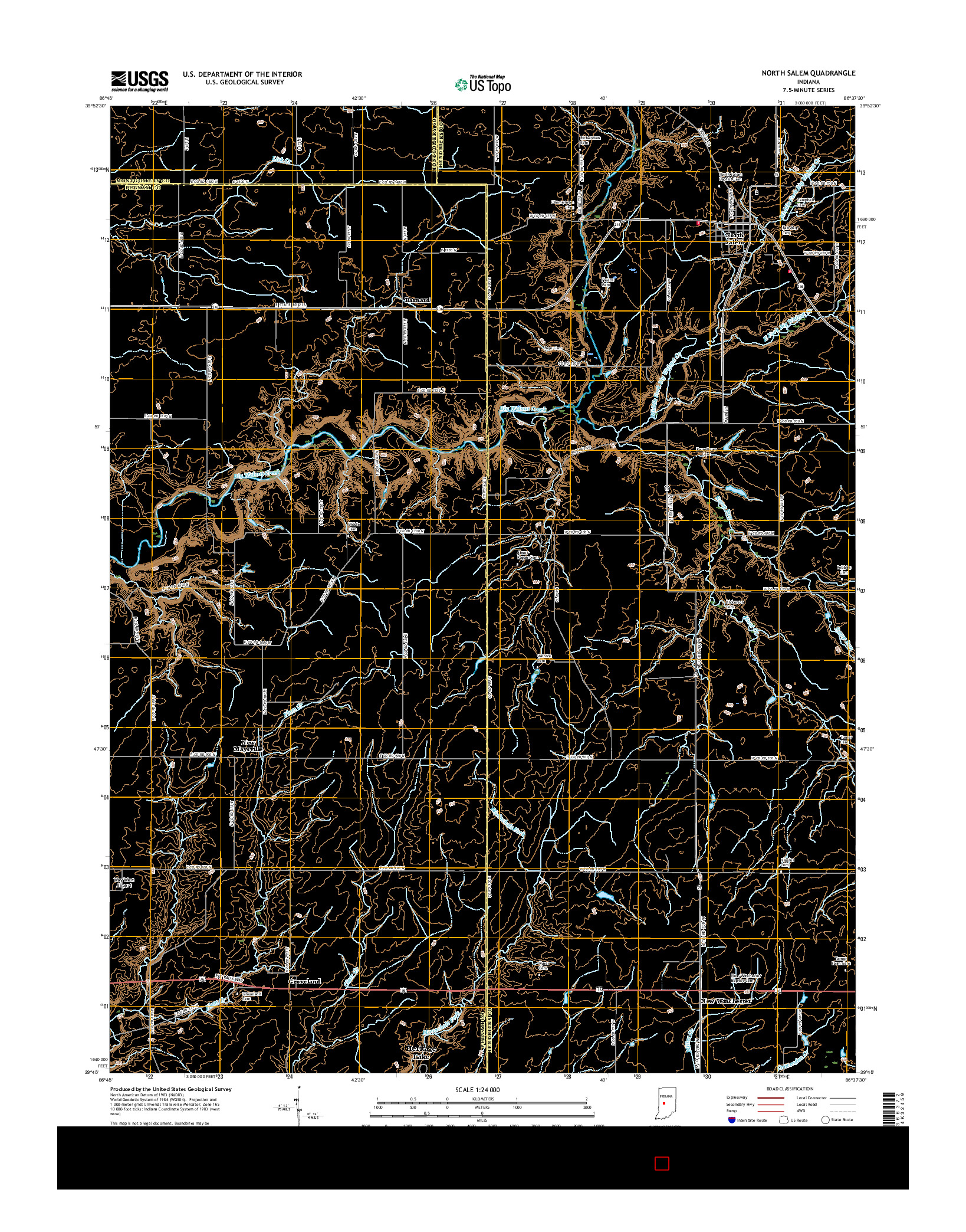 USGS US TOPO 7.5-MINUTE MAP FOR NORTH SALEM, IN 2016