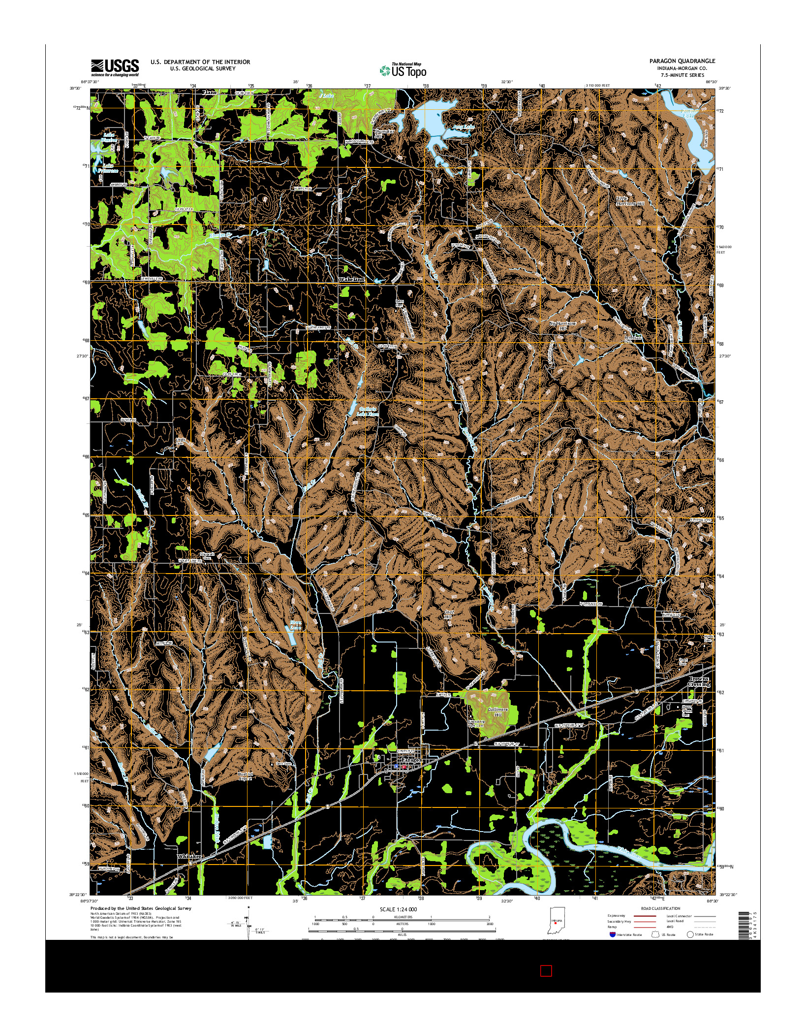 USGS US TOPO 7.5-MINUTE MAP FOR PARAGON, IN 2016