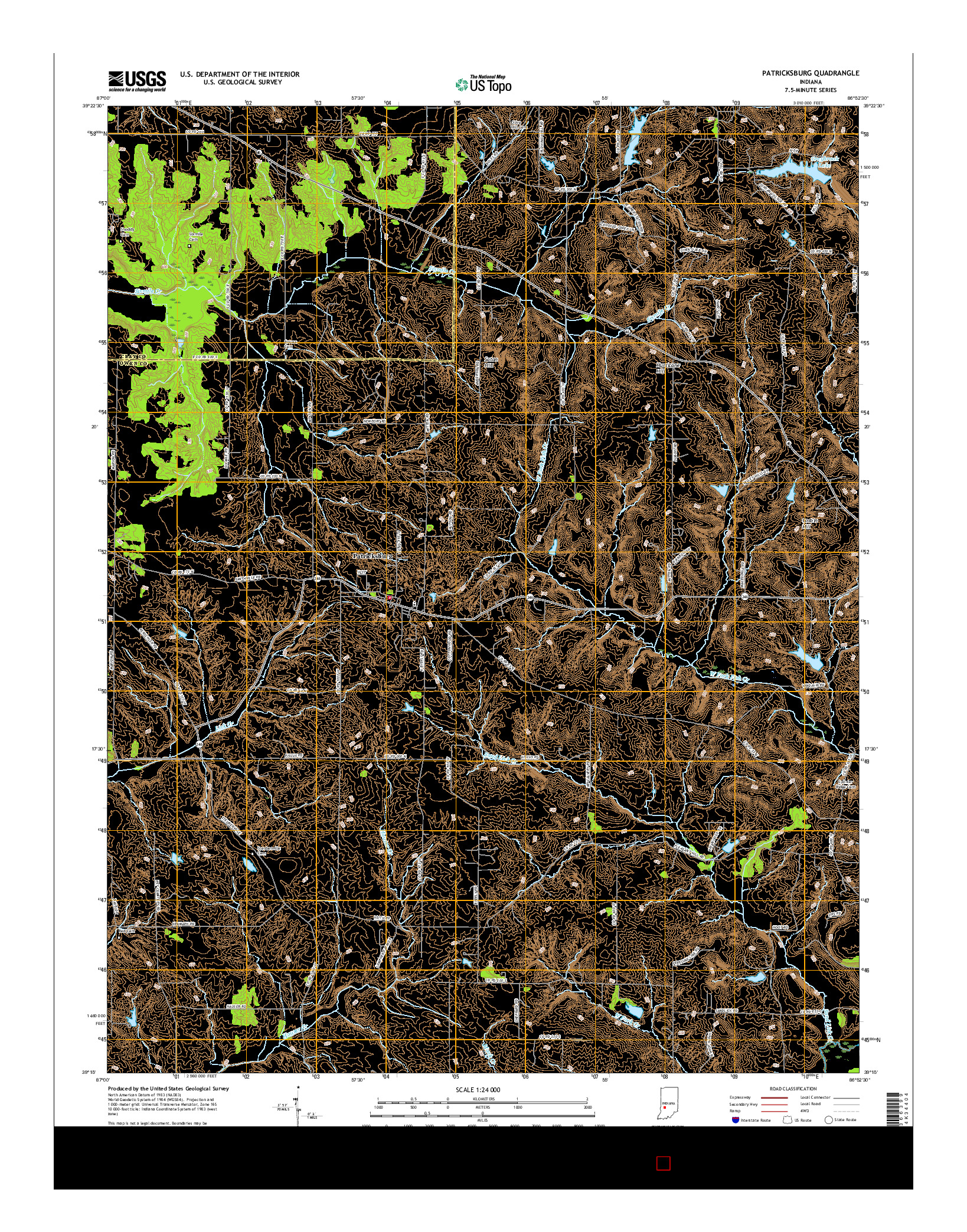 USGS US TOPO 7.5-MINUTE MAP FOR PATRICKSBURG, IN 2016