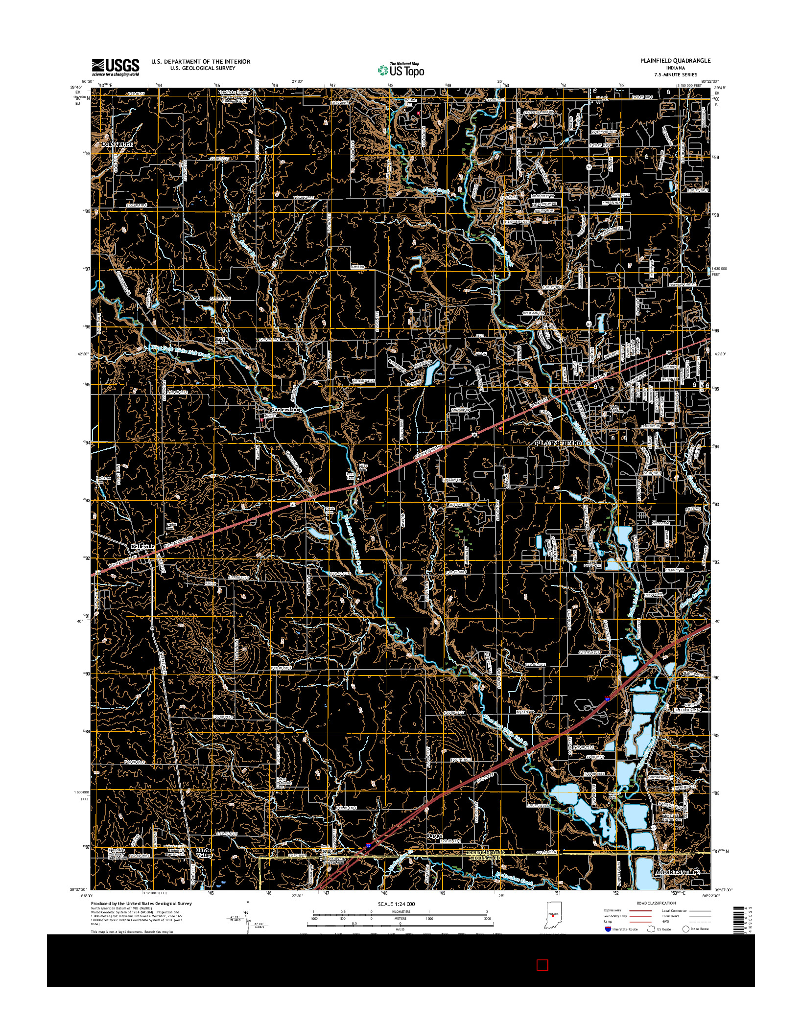 USGS US TOPO 7.5-MINUTE MAP FOR PLAINFIELD, IN 2016