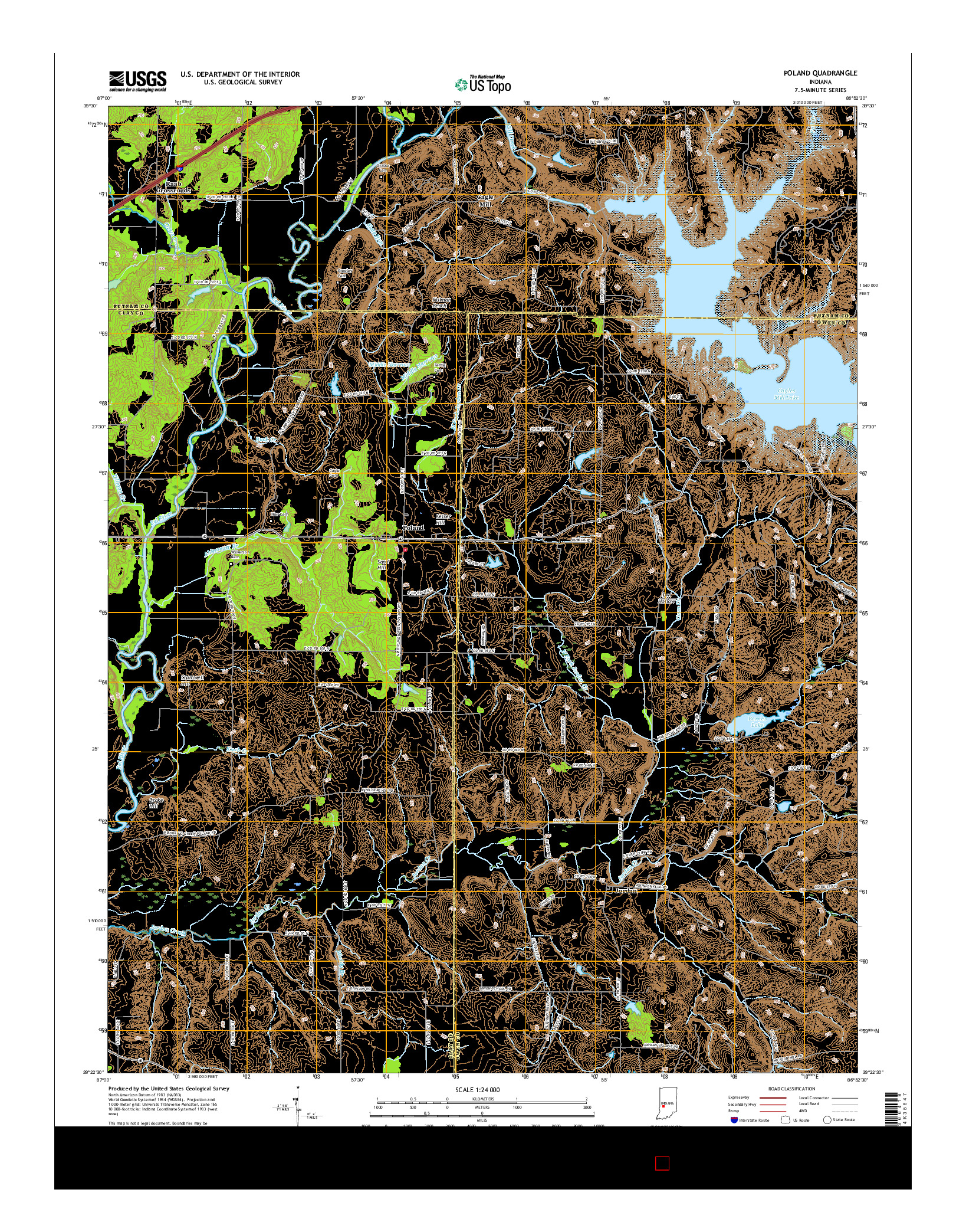 USGS US TOPO 7.5-MINUTE MAP FOR POLAND, IN 2016