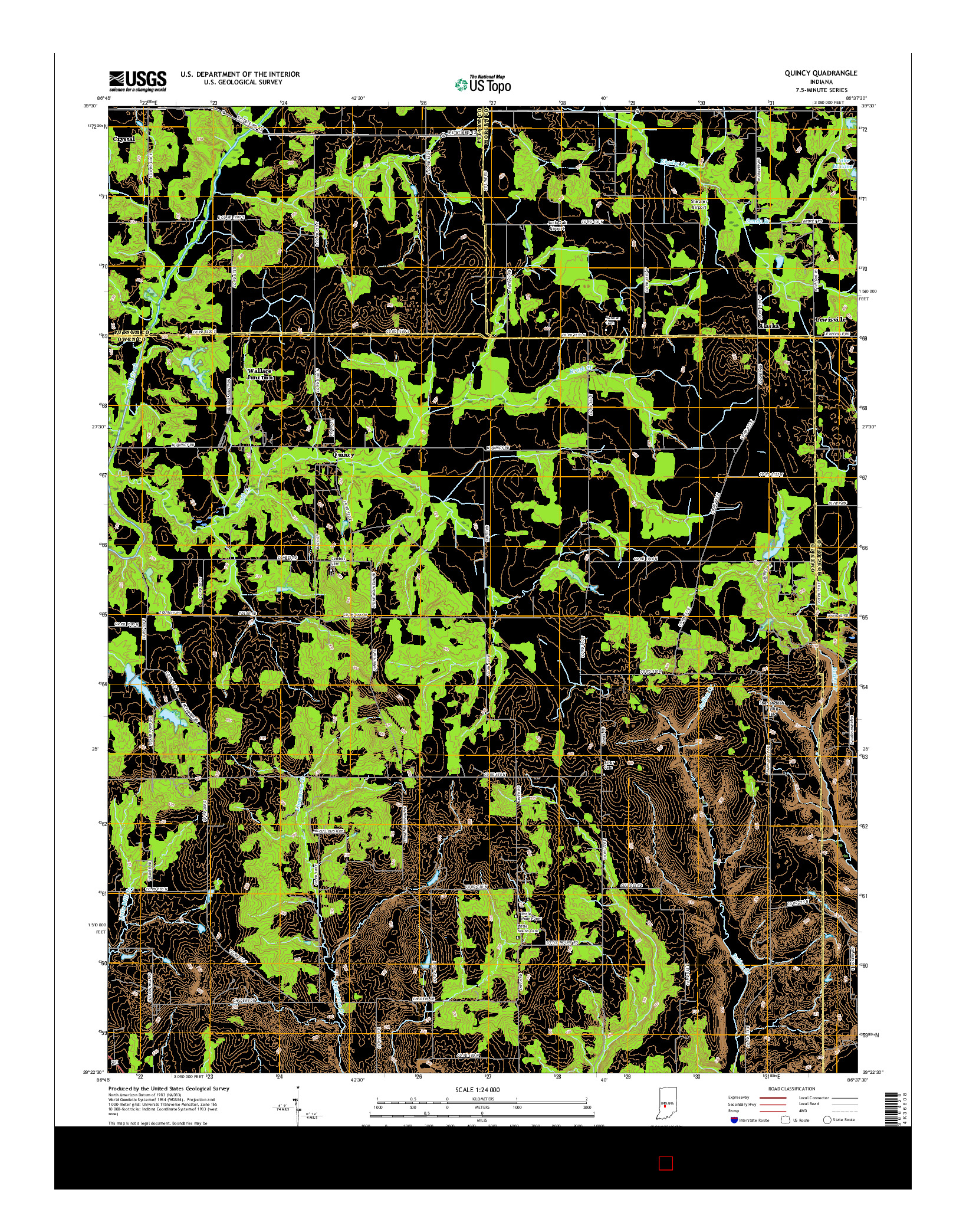 USGS US TOPO 7.5-MINUTE MAP FOR QUINCY, IN 2016