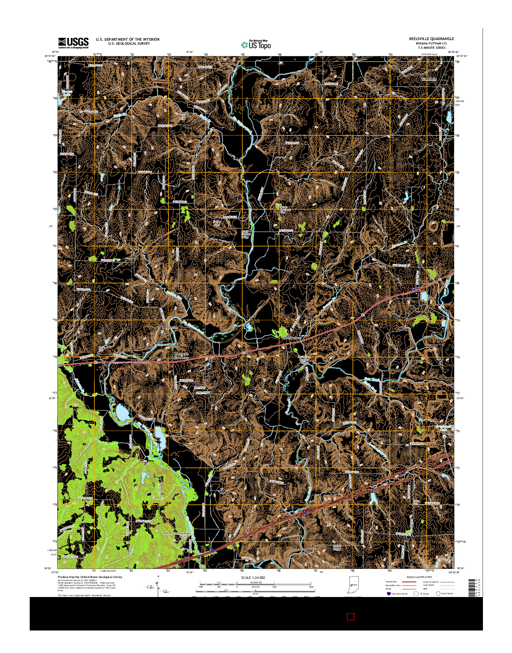 USGS US TOPO 7.5-MINUTE MAP FOR REELSVILLE, IN 2016