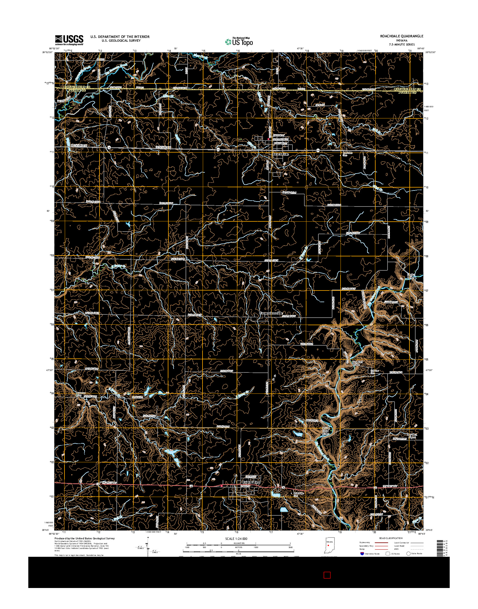 USGS US TOPO 7.5-MINUTE MAP FOR ROACHDALE, IN 2016