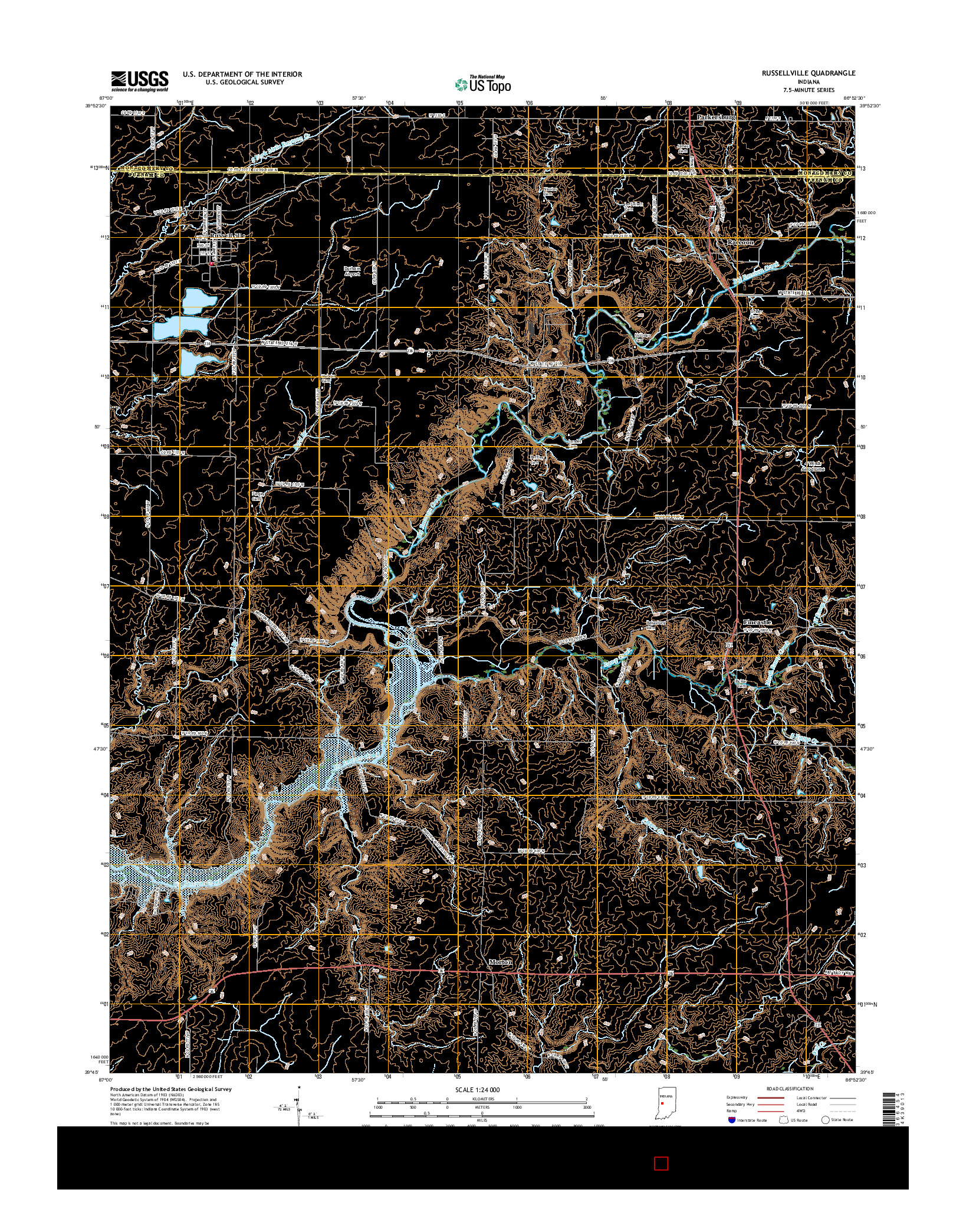 USGS US TOPO 7.5-MINUTE MAP FOR RUSSELLVILLE, IN 2016