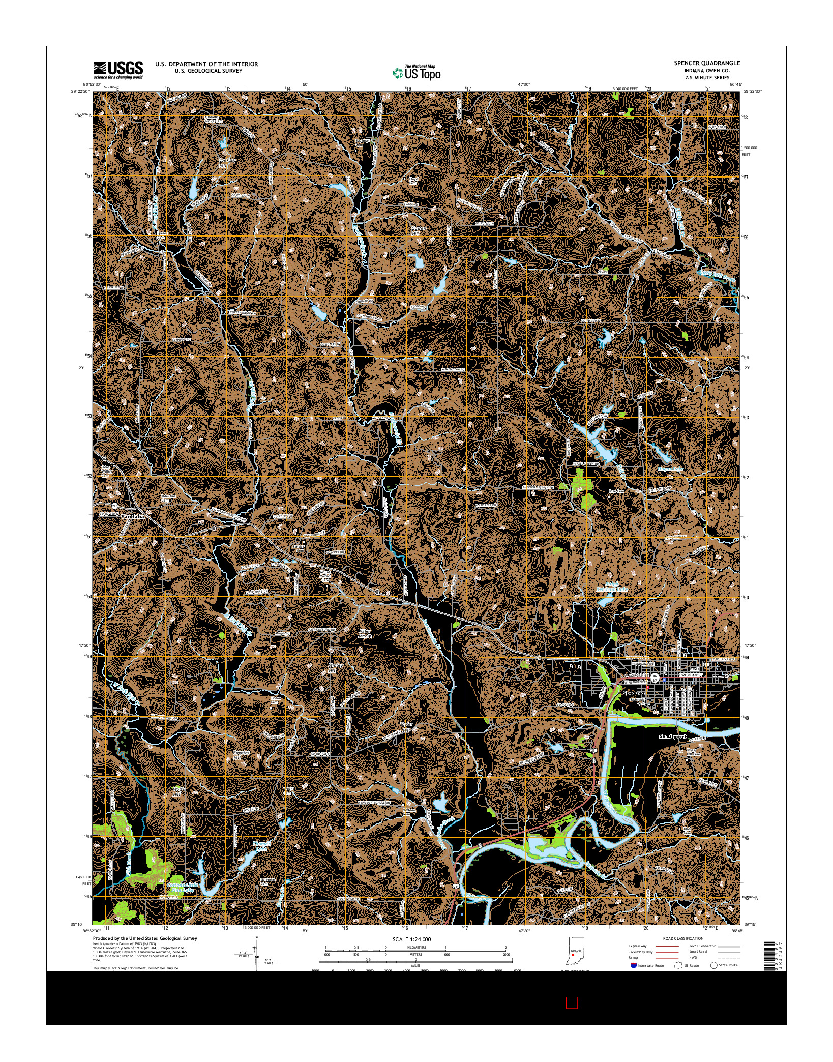 USGS US TOPO 7.5-MINUTE MAP FOR SPENCER, IN 2016