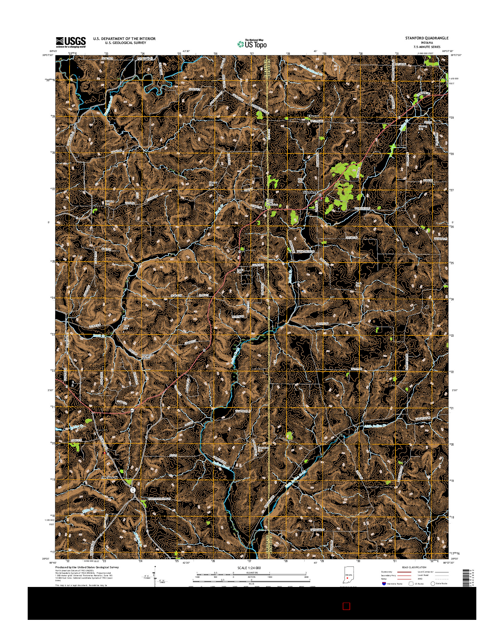 USGS US TOPO 7.5-MINUTE MAP FOR STANFORD, IN 2016