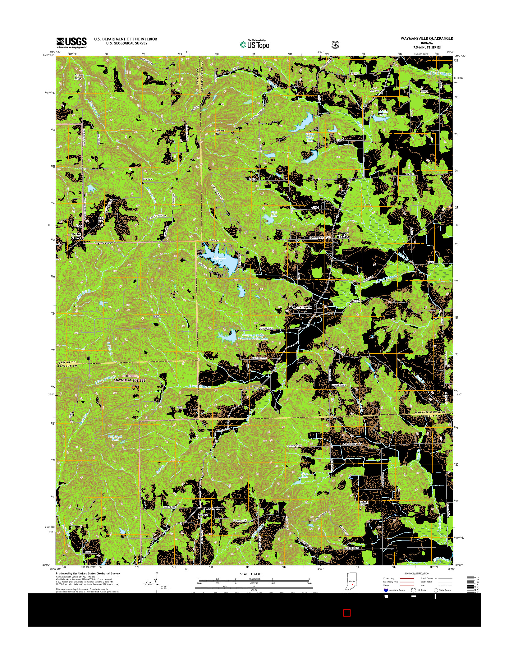 USGS US TOPO 7.5-MINUTE MAP FOR WAYMANSVILLE, IN 2016