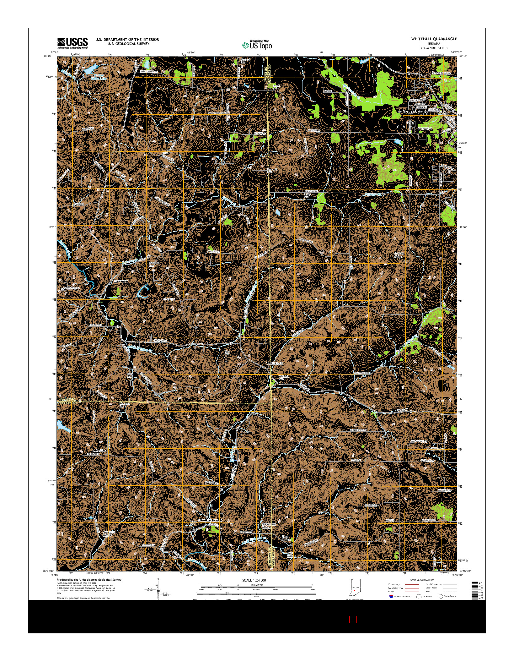 USGS US TOPO 7.5-MINUTE MAP FOR WHITEHALL, IN 2016