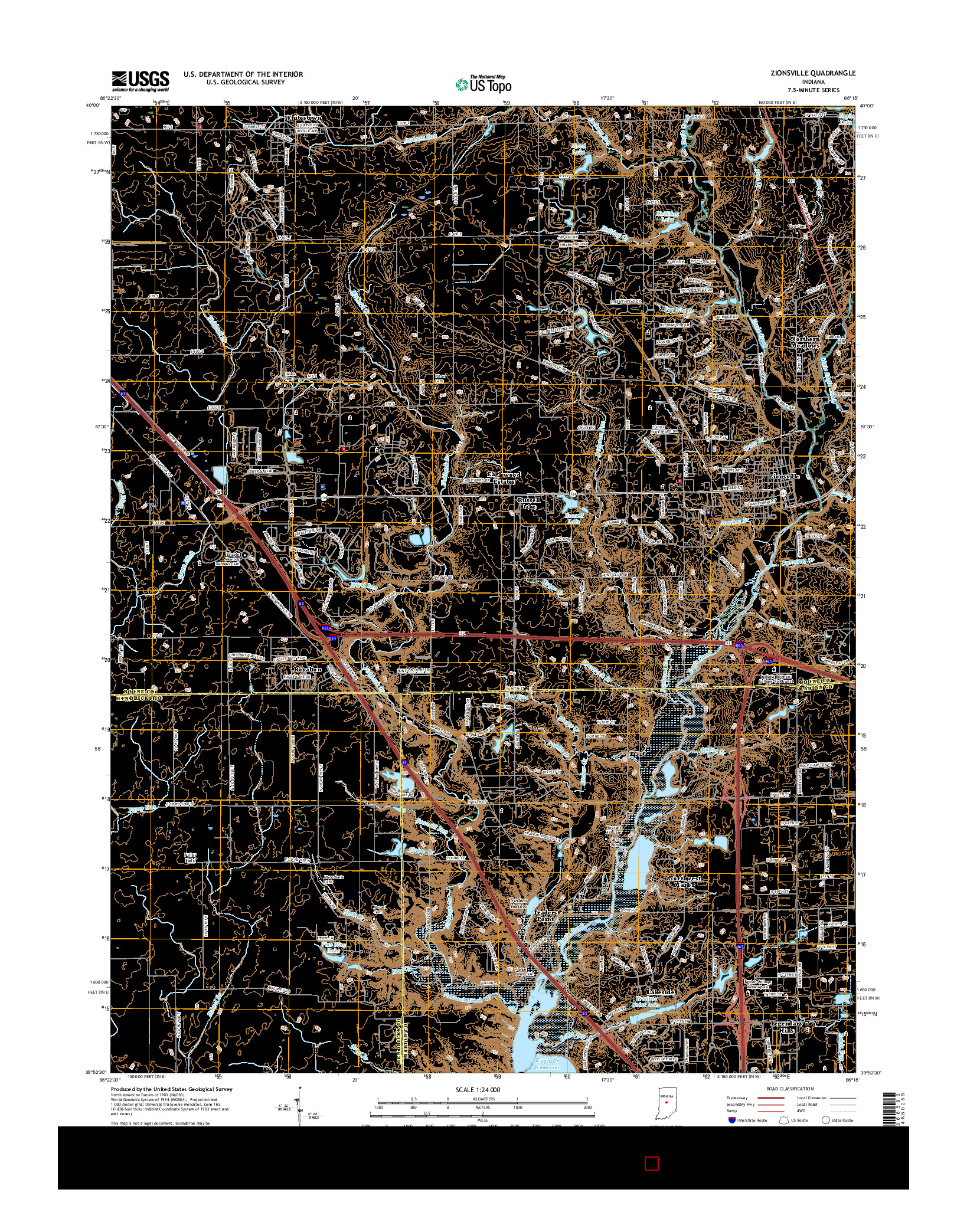 USGS US TOPO 7.5-MINUTE MAP FOR ZIONSVILLE, IN 2016