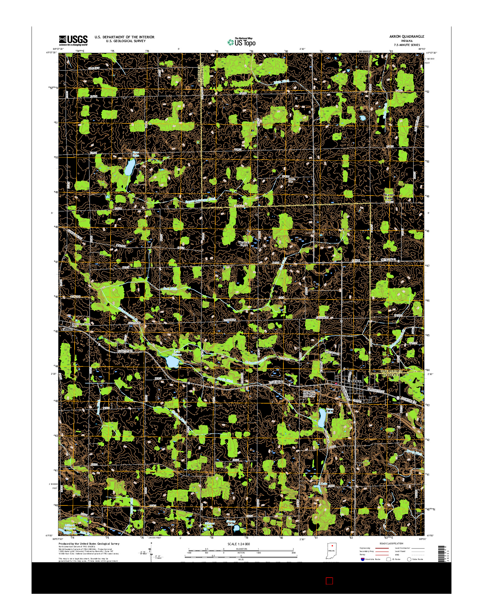 USGS US TOPO 7.5-MINUTE MAP FOR AKRON, IN 2016