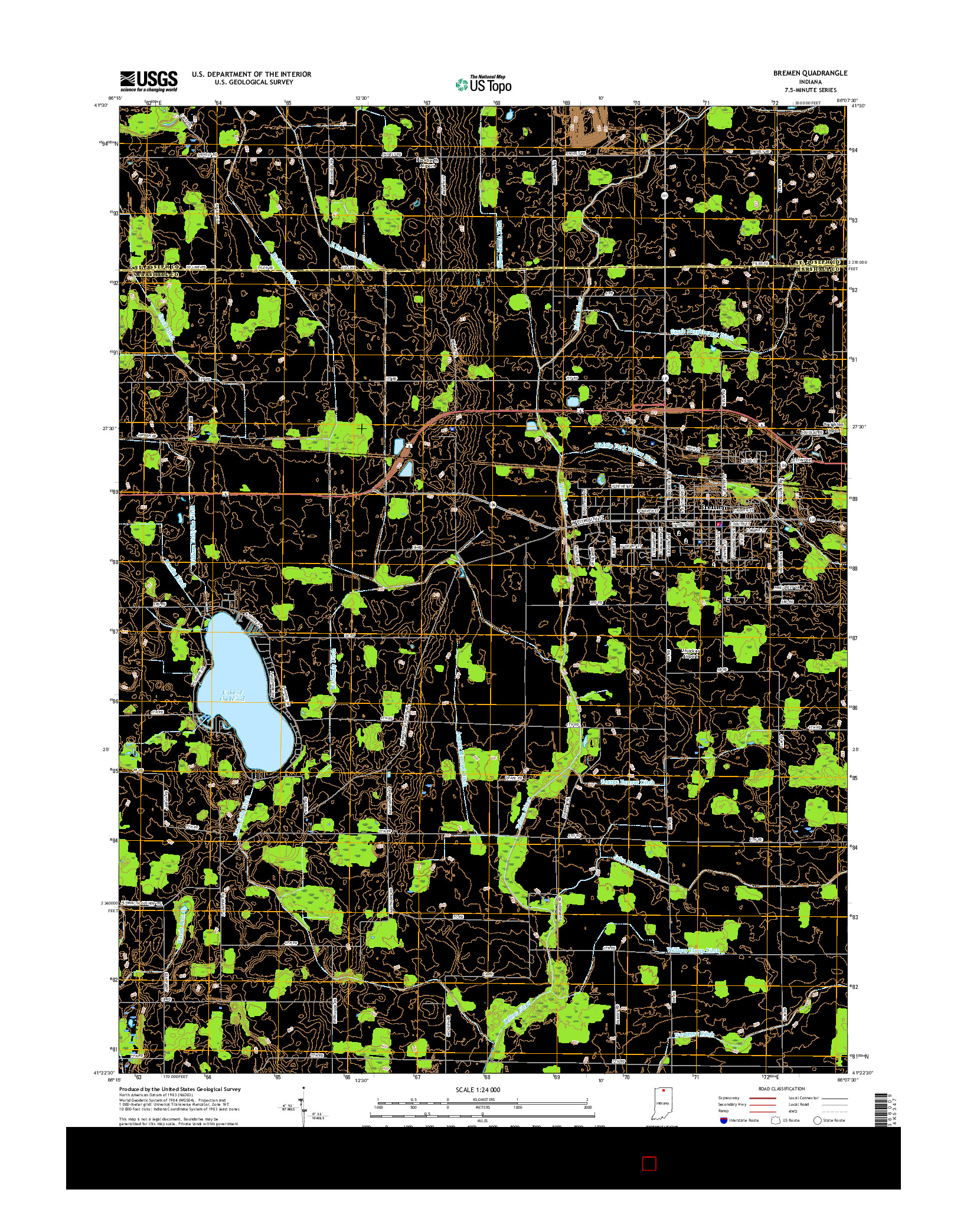 USGS US TOPO 7.5-MINUTE MAP FOR BREMEN, IN 2016