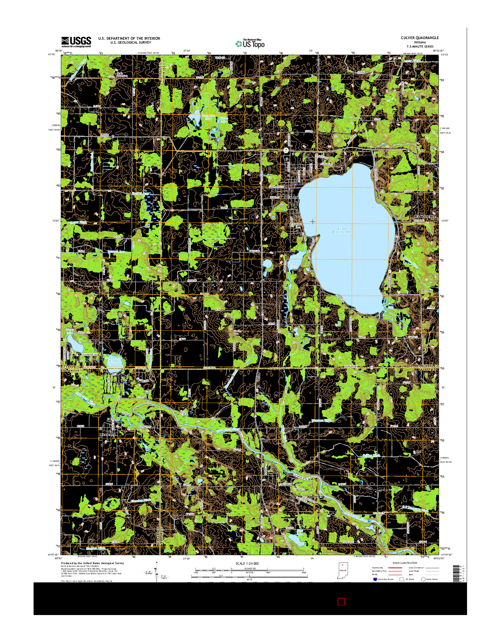 USGS US TOPO 7.5-MINUTE MAP FOR CULVER, IN 2016