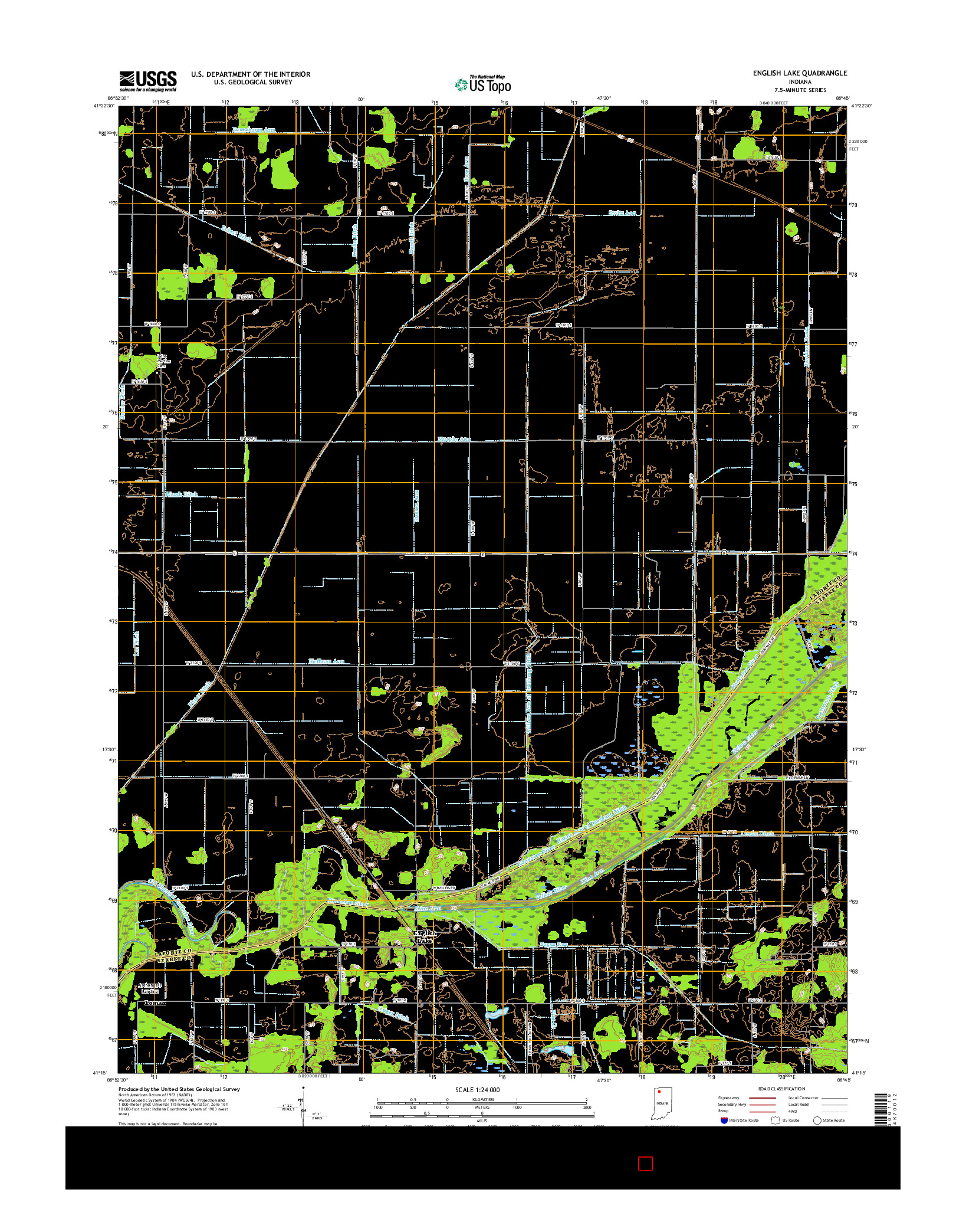 USGS US TOPO 7.5-MINUTE MAP FOR ENGLISH LAKE, IN 2016