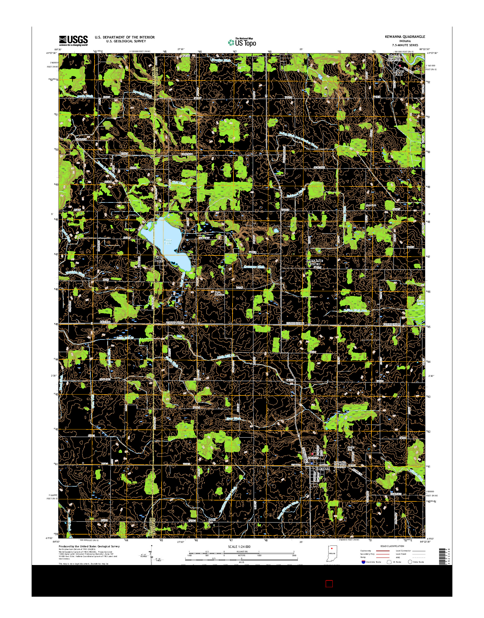 USGS US TOPO 7.5-MINUTE MAP FOR KEWANNA, IN 2016