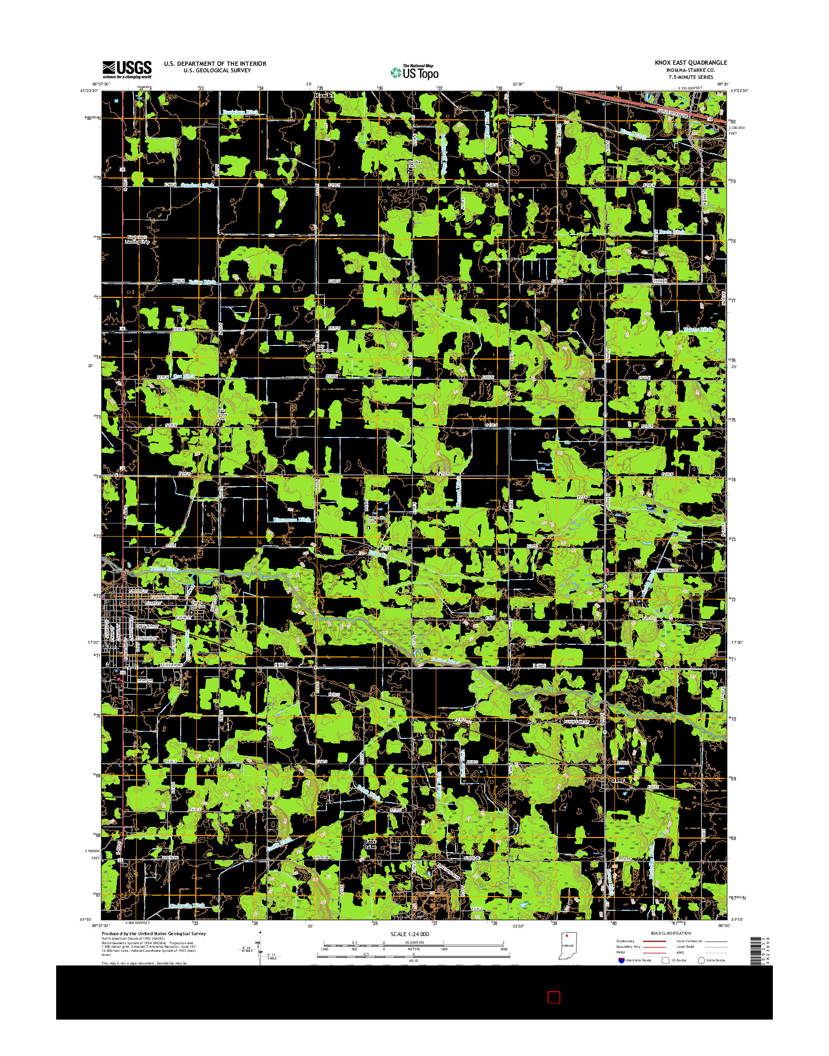 USGS US TOPO 7.5-MINUTE MAP FOR KNOX EAST, IN 2016