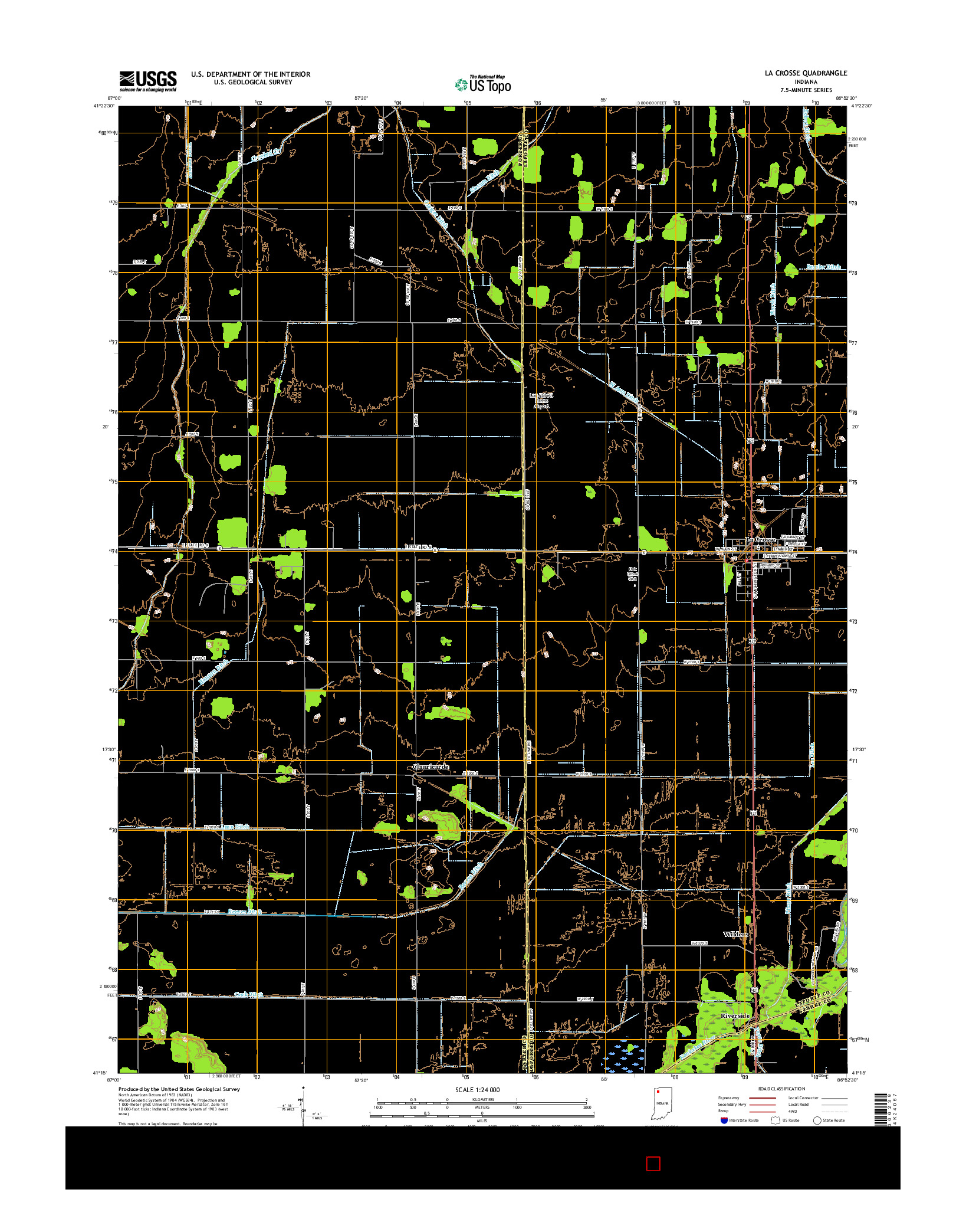 USGS US TOPO 7.5-MINUTE MAP FOR LA CROSSE, IN 2016