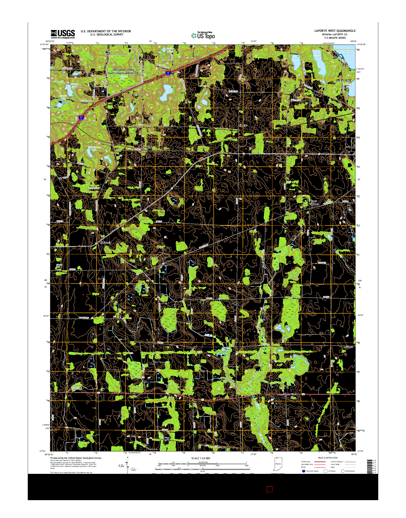 USGS US TOPO 7.5-MINUTE MAP FOR LAPORTE WEST, IN 2016