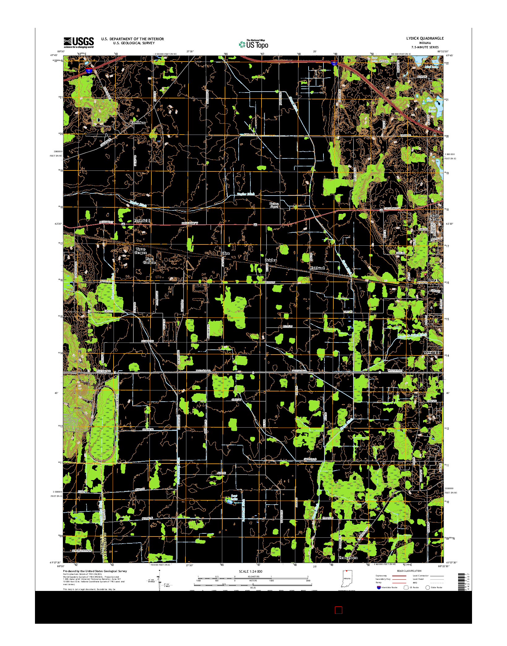 USGS US TOPO 7.5-MINUTE MAP FOR LYDICK, IN 2016