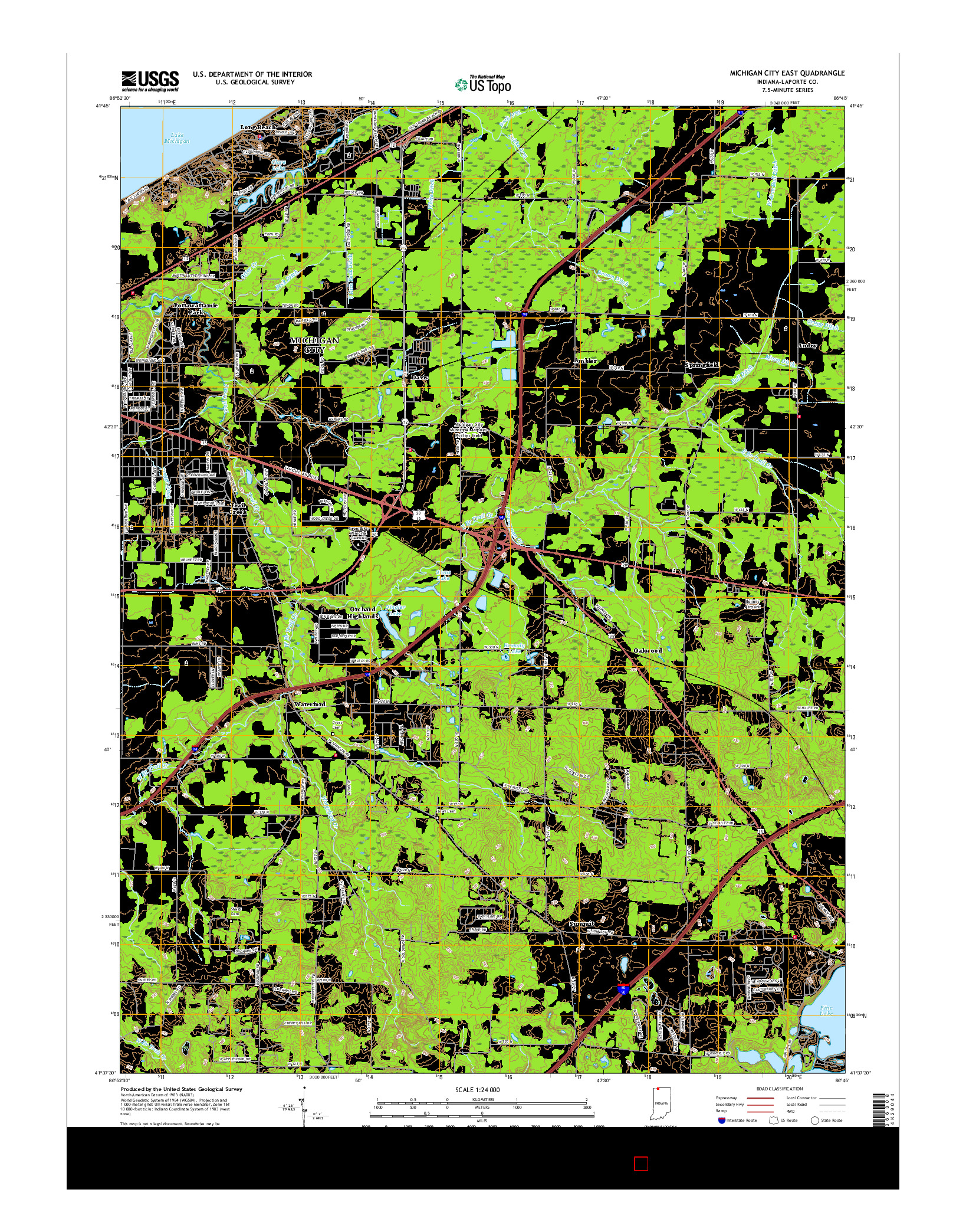 USGS US TOPO 7.5-MINUTE MAP FOR MICHIGAN CITY EAST, IN 2016