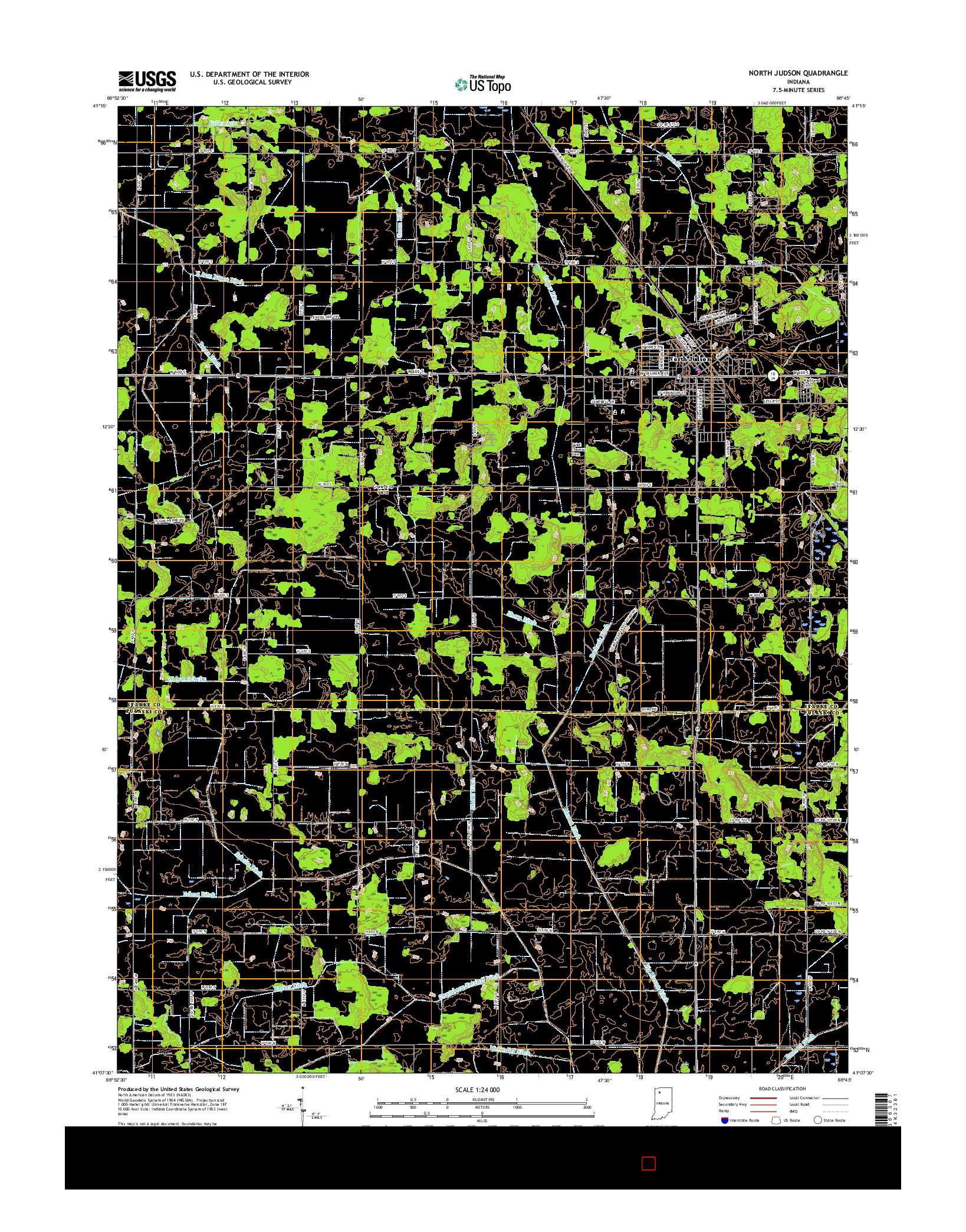 USGS US TOPO 7.5-MINUTE MAP FOR NORTH JUDSON, IN 2016