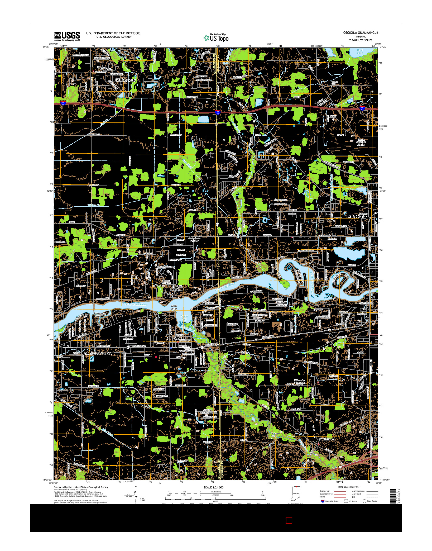 USGS US TOPO 7.5-MINUTE MAP FOR OSCEOLA, IN 2016