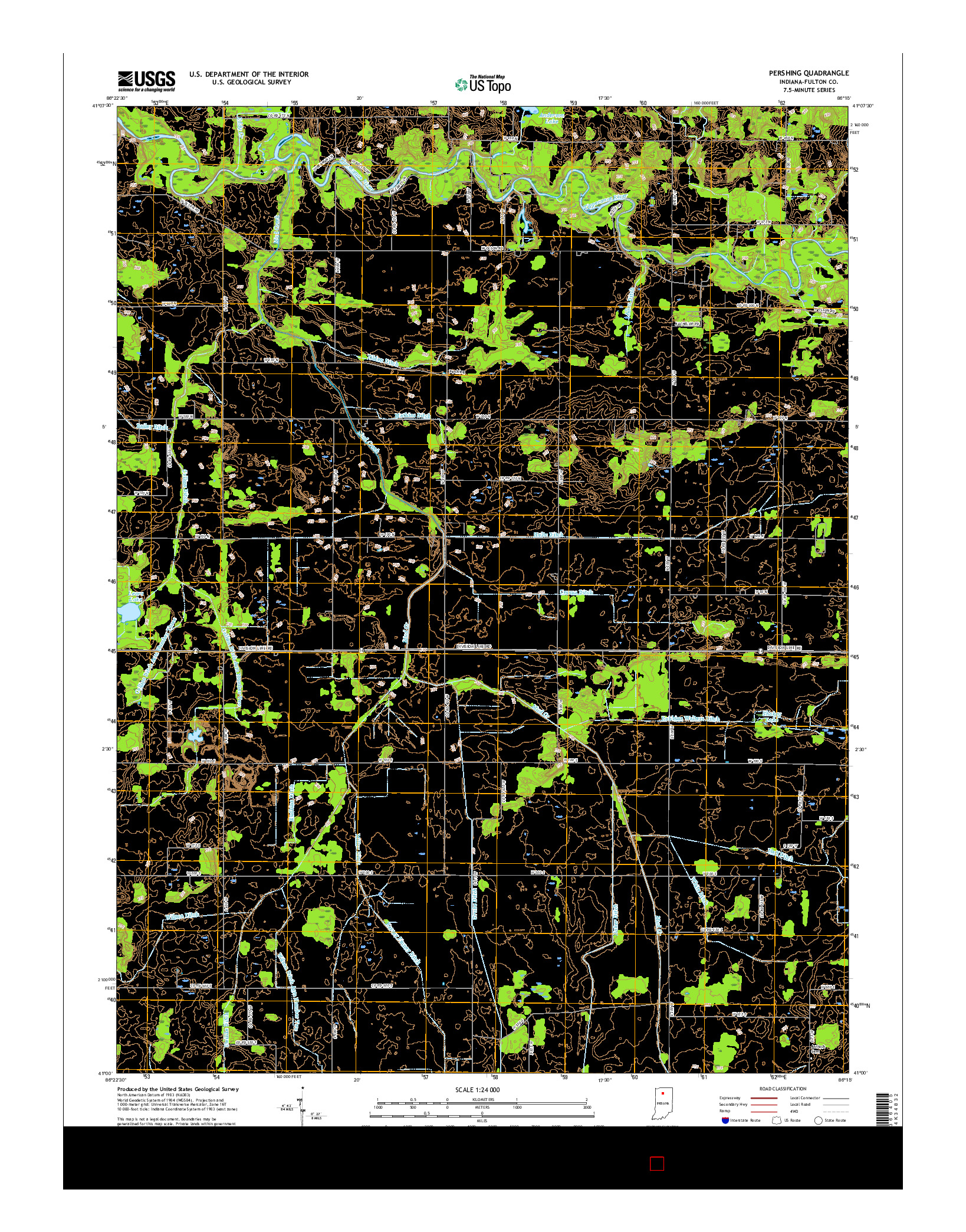 USGS US TOPO 7.5-MINUTE MAP FOR PERSHING, IN 2016