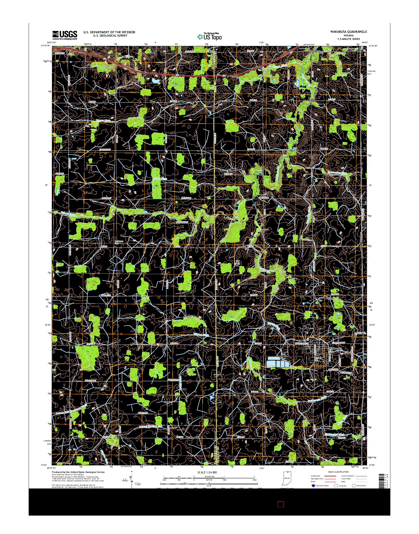 USGS US TOPO 7.5-MINUTE MAP FOR WAKARUSA, IN 2016