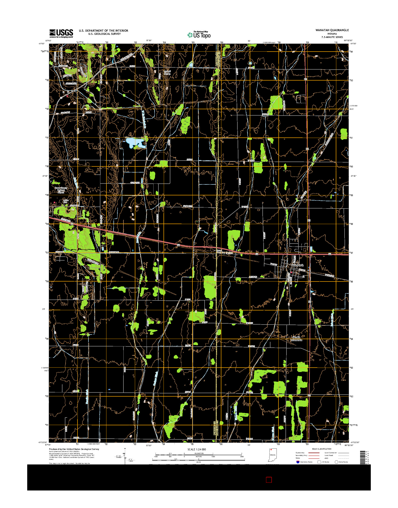 USGS US TOPO 7.5-MINUTE MAP FOR WANATAH, IN 2016