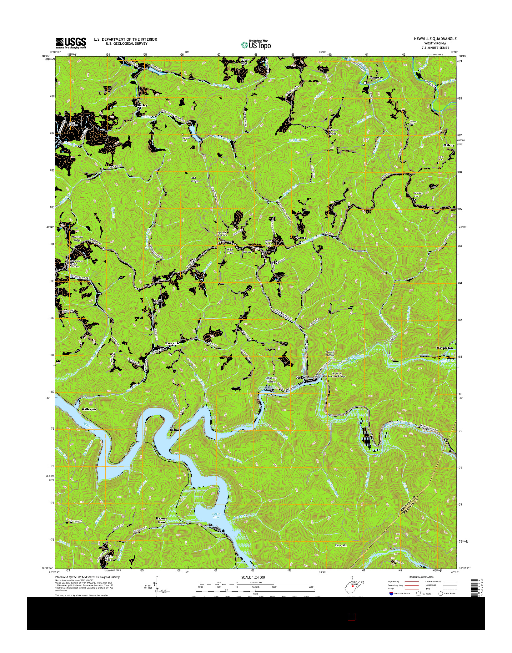 USGS US TOPO 7.5-MINUTE MAP FOR NEWVILLE, WV 2016