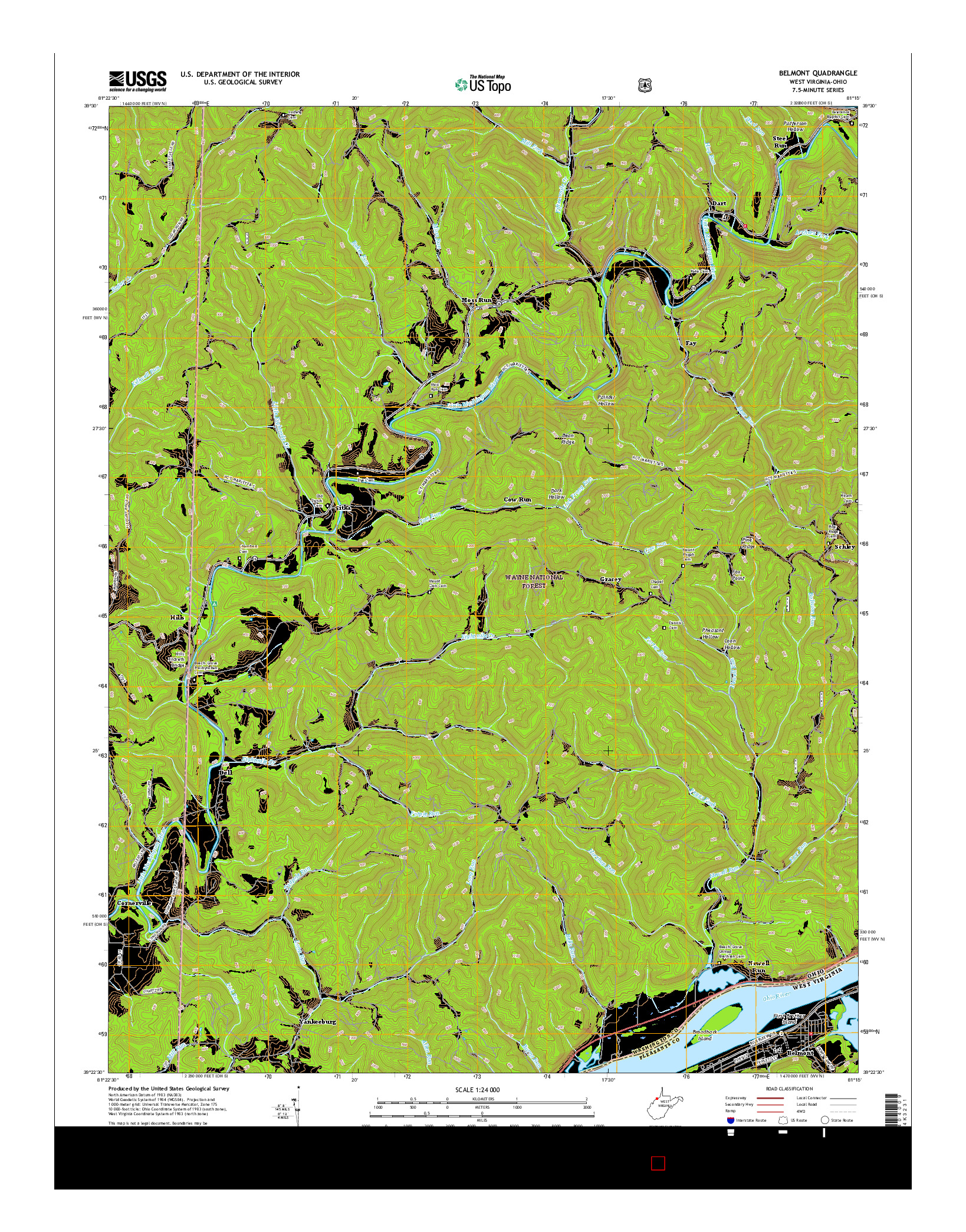 USGS US TOPO 7.5-MINUTE MAP FOR BELMONT, WV-OH 2016