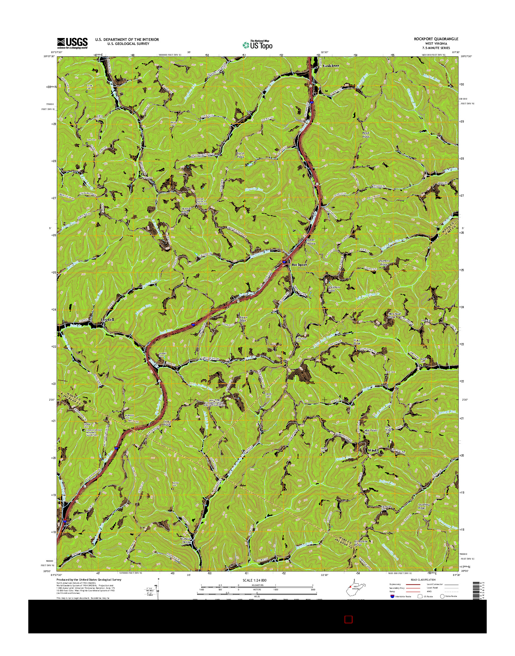 USGS US TOPO 7.5-MINUTE MAP FOR ROCKPORT, WV 2016