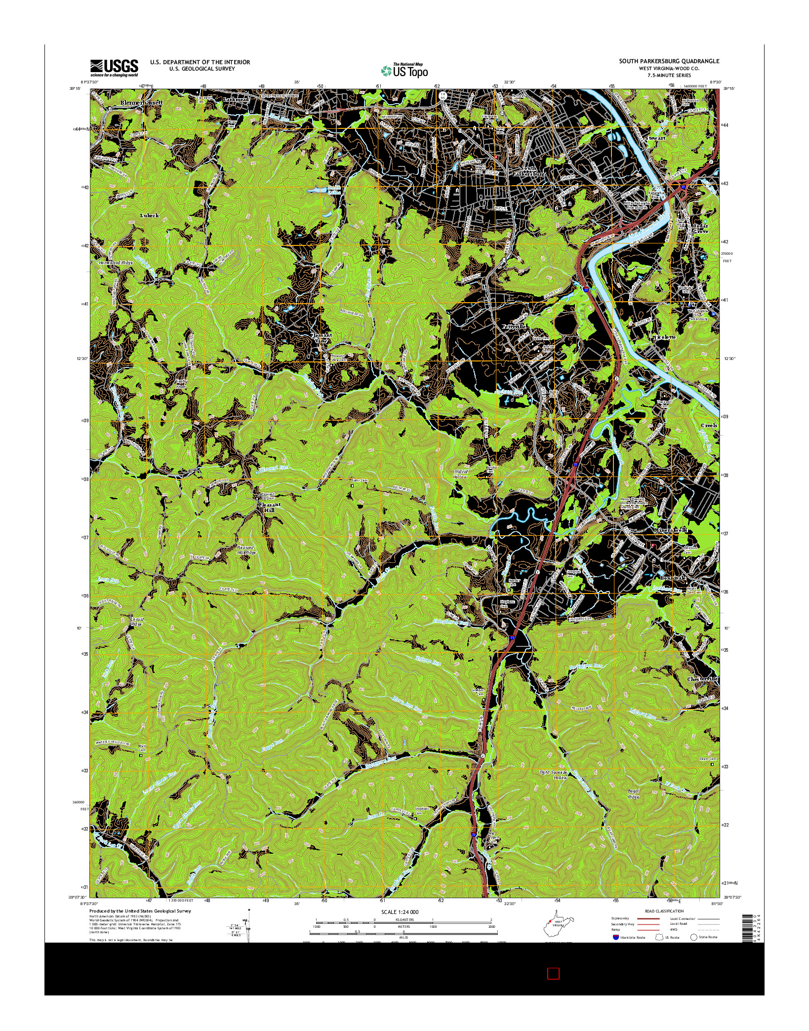 USGS US TOPO 7.5-MINUTE MAP FOR SOUTH PARKERSBURG, WV 2016