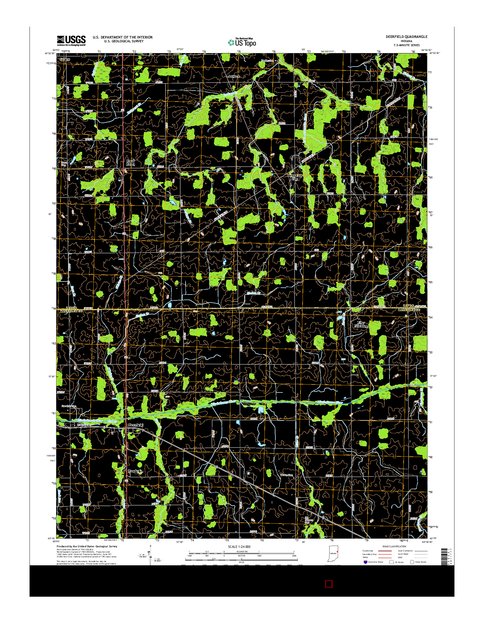 USGS US TOPO 7.5-MINUTE MAP FOR DEERFIELD, IN 2016