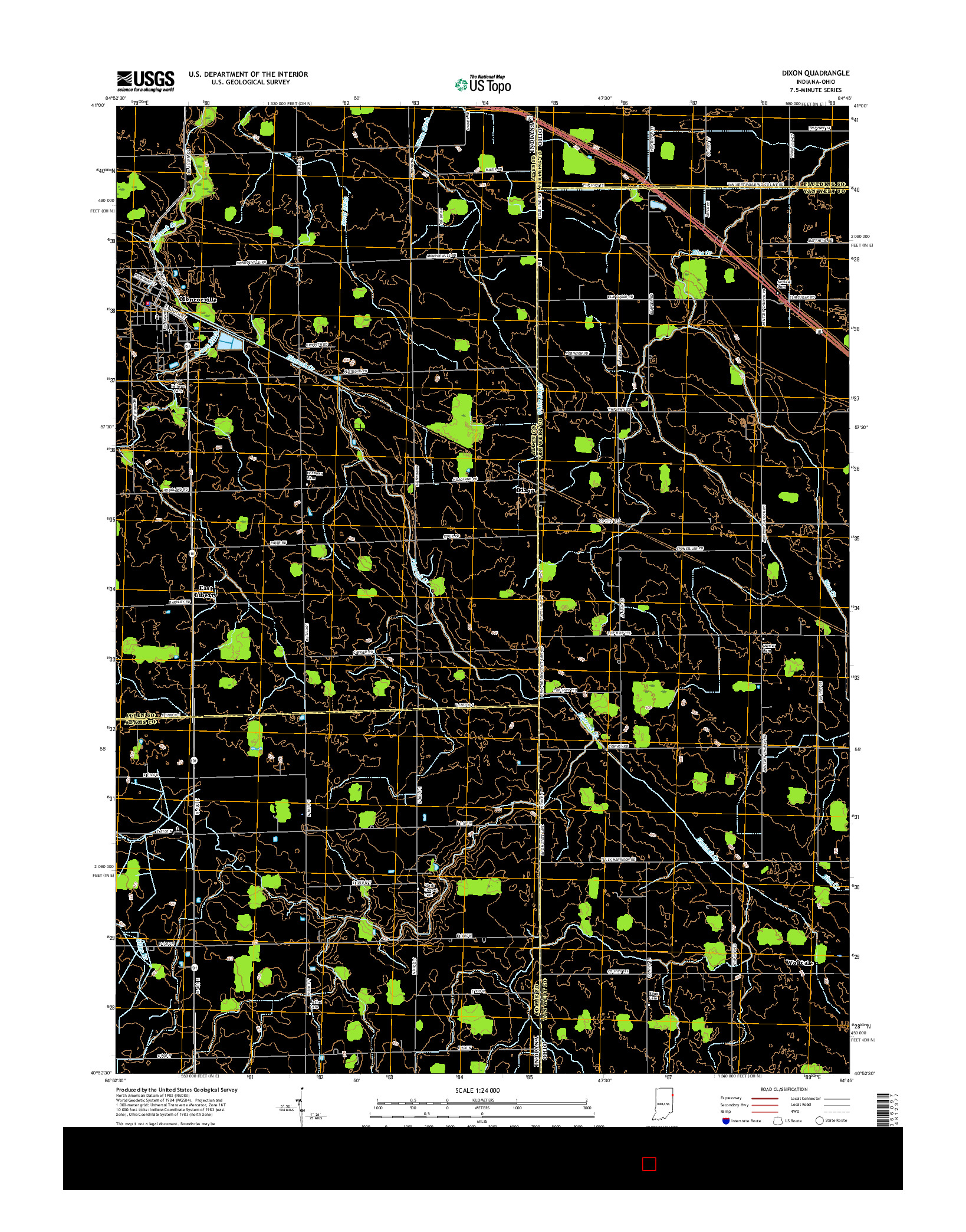 USGS US TOPO 7.5-MINUTE MAP FOR DIXON, IN-OH 2016