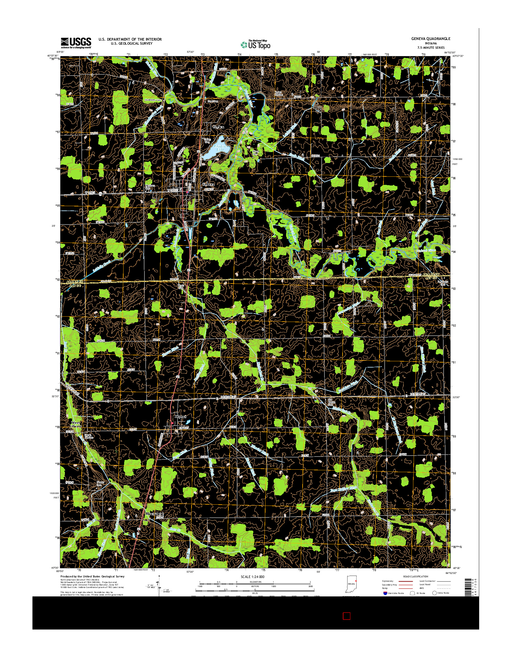 USGS US TOPO 7.5-MINUTE MAP FOR GENEVA, IN 2016