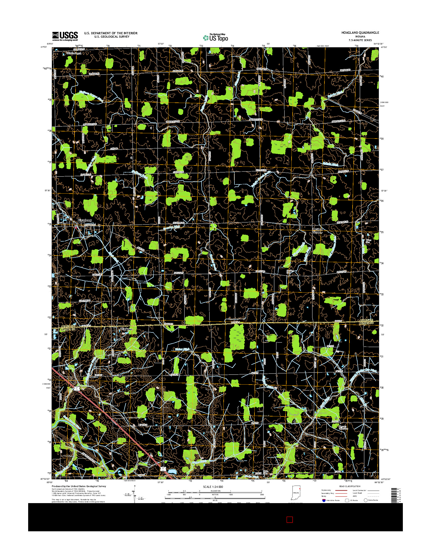 USGS US TOPO 7.5-MINUTE MAP FOR HOAGLAND, IN 2016