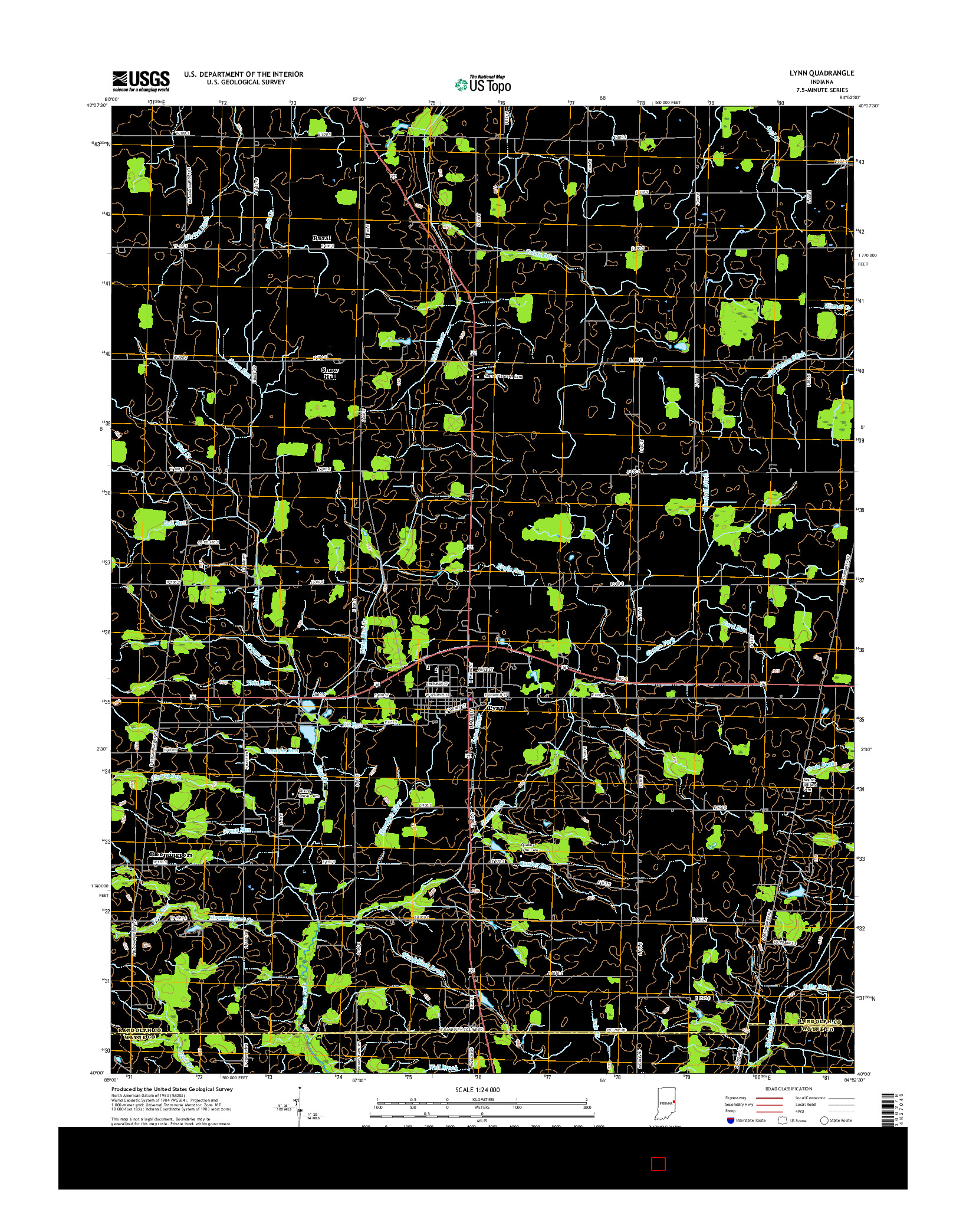 USGS US TOPO 7.5-MINUTE MAP FOR LYNN, IN 2016