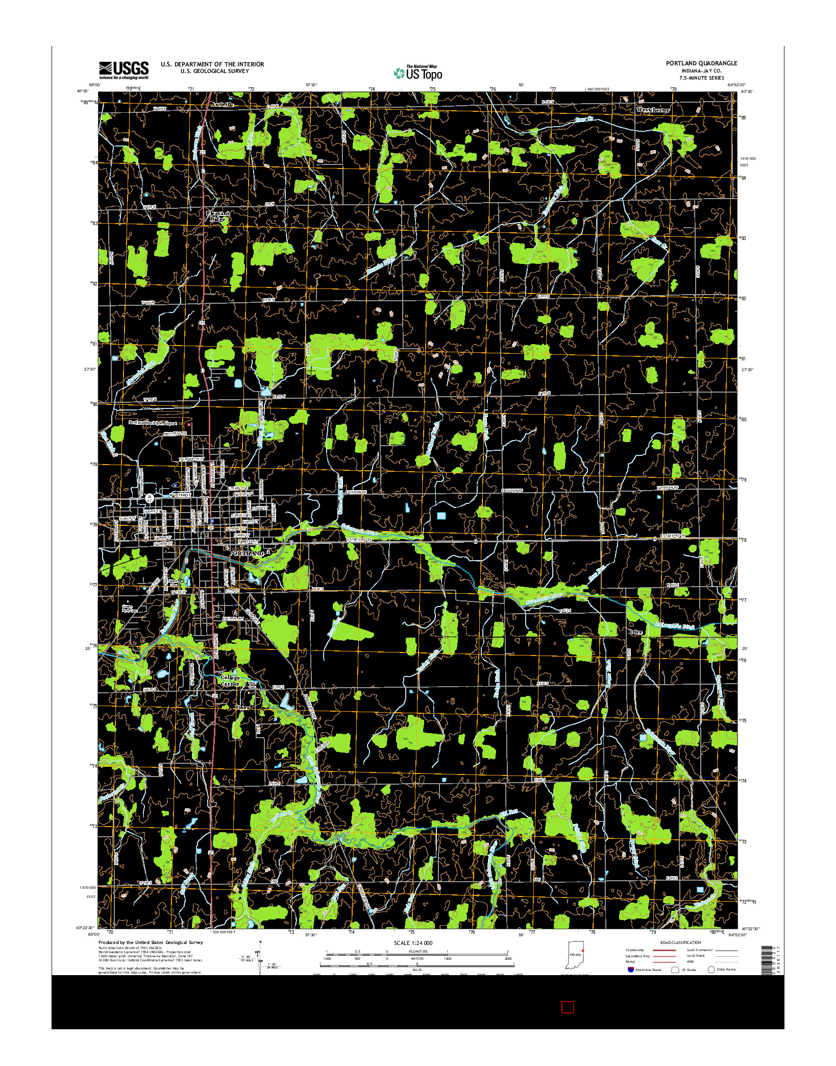 USGS US TOPO 7.5-MINUTE MAP FOR PORTLAND, IN 2016