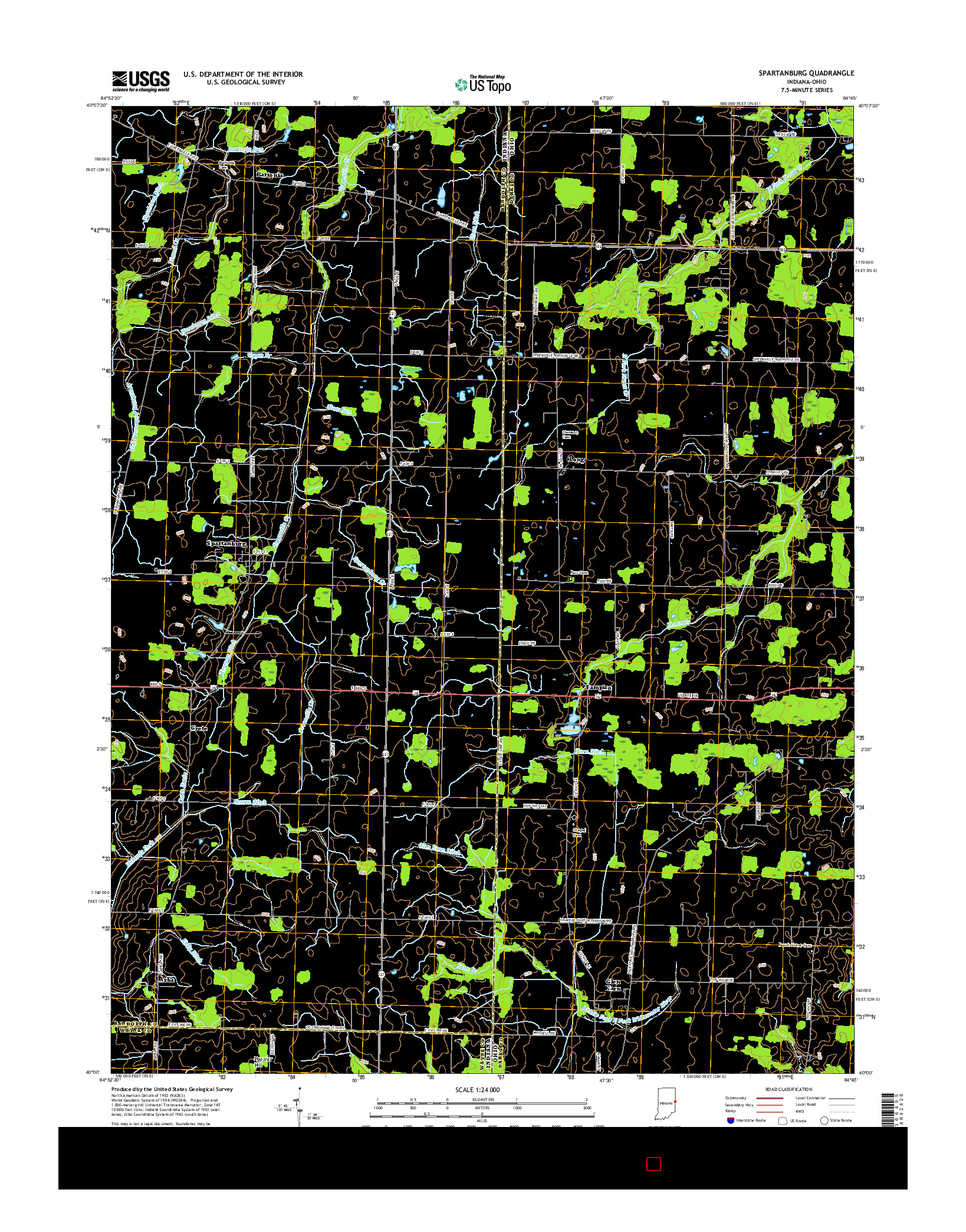 USGS US TOPO 7.5-MINUTE MAP FOR SPARTANBURG, IN-OH 2016