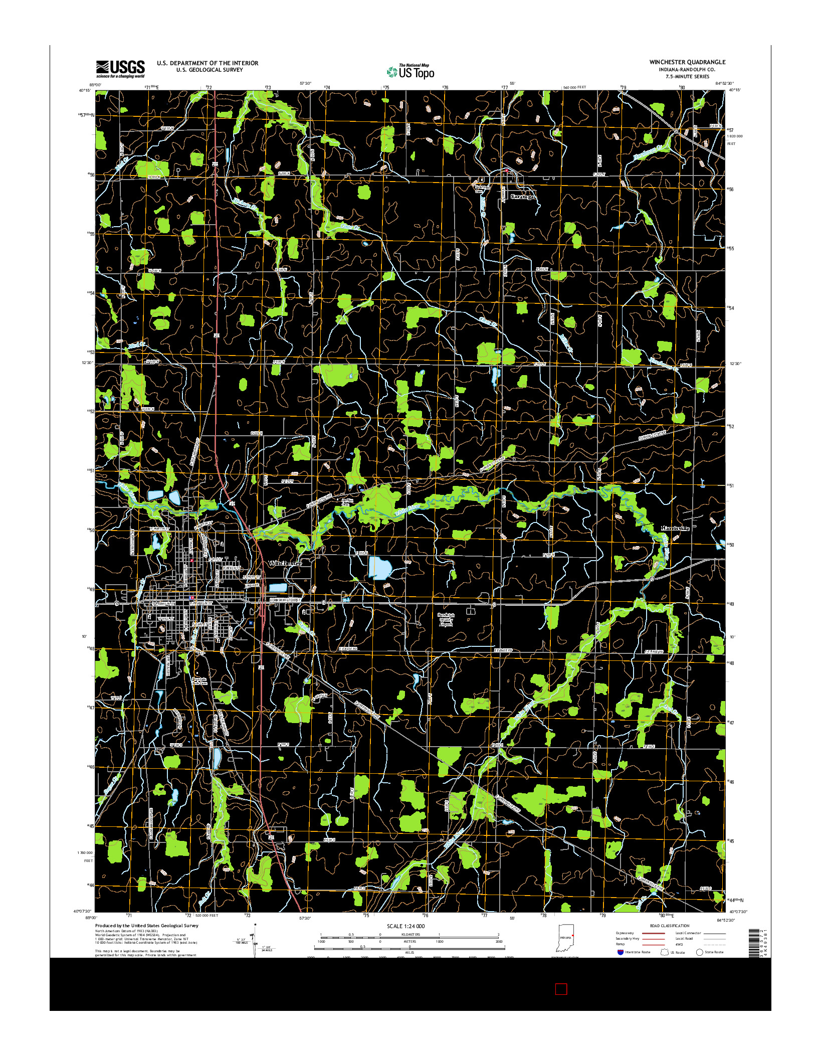 USGS US TOPO 7.5-MINUTE MAP FOR WINCHESTER, IN 2016