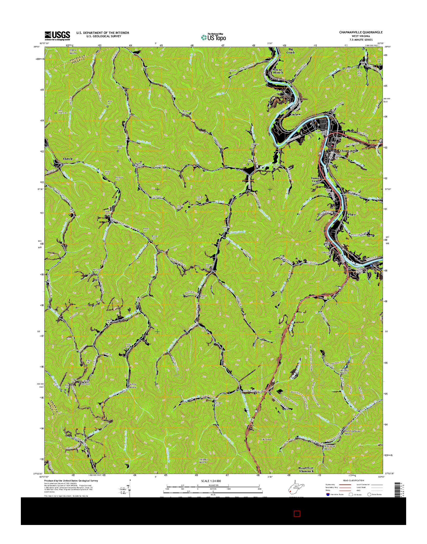 USGS US TOPO 7.5-MINUTE MAP FOR CHAPMANVILLE, WV 2016
