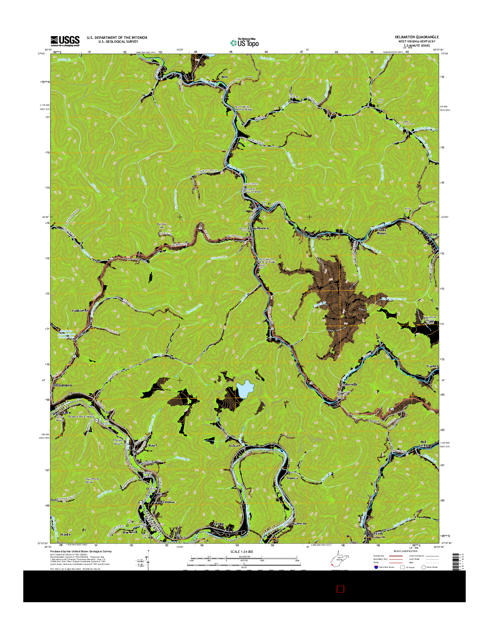 USGS US TOPO 7.5-MINUTE MAP FOR DELBARTON, WV-KY 2016