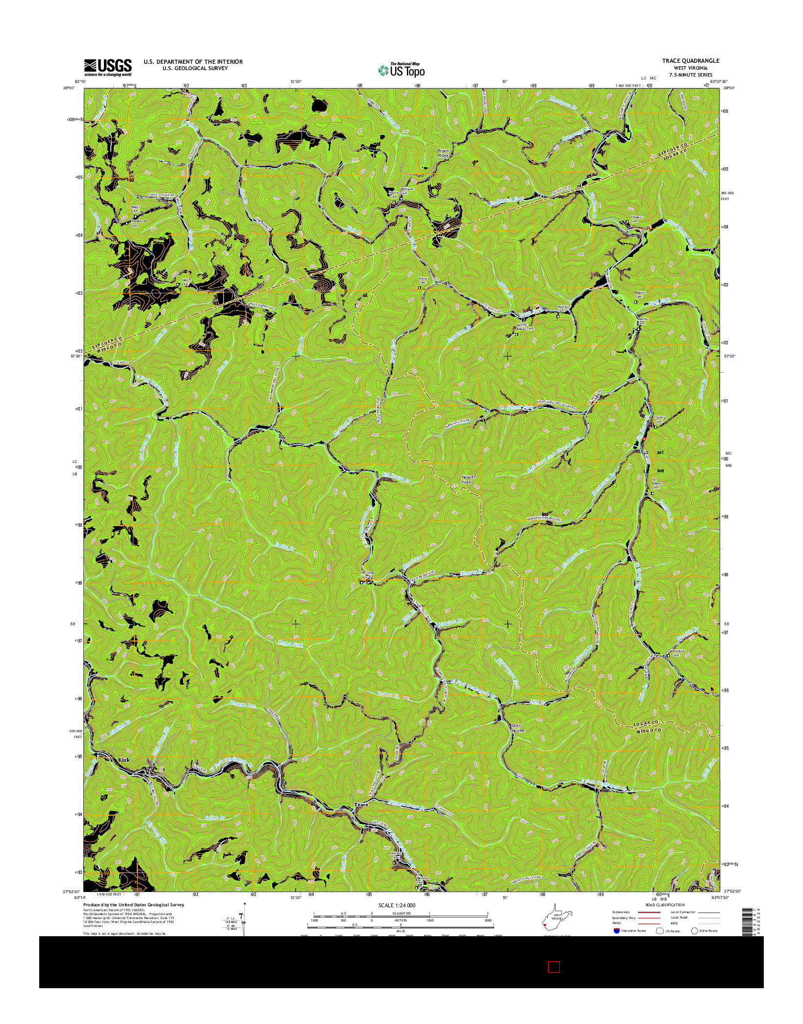 USGS US TOPO 7.5-MINUTE MAP FOR TRACE, WV 2016
