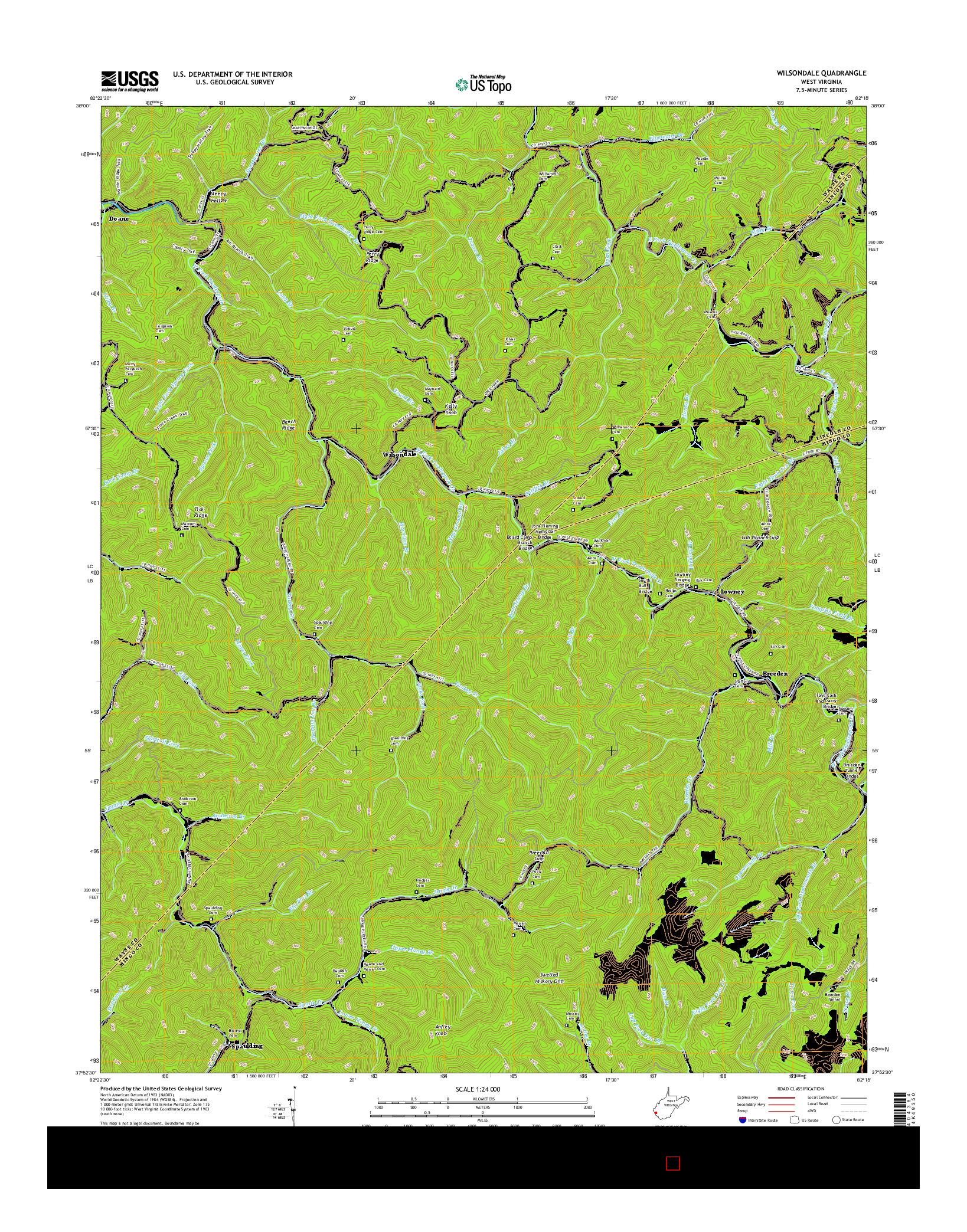 USGS US TOPO 7.5-MINUTE MAP FOR WILSONDALE, WV 2016