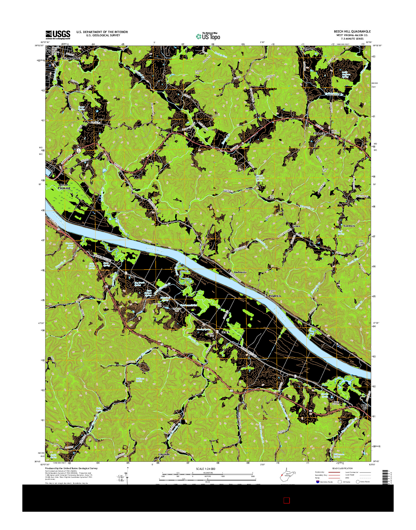 USGS US TOPO 7.5-MINUTE MAP FOR BEECH HILL, WV 2016