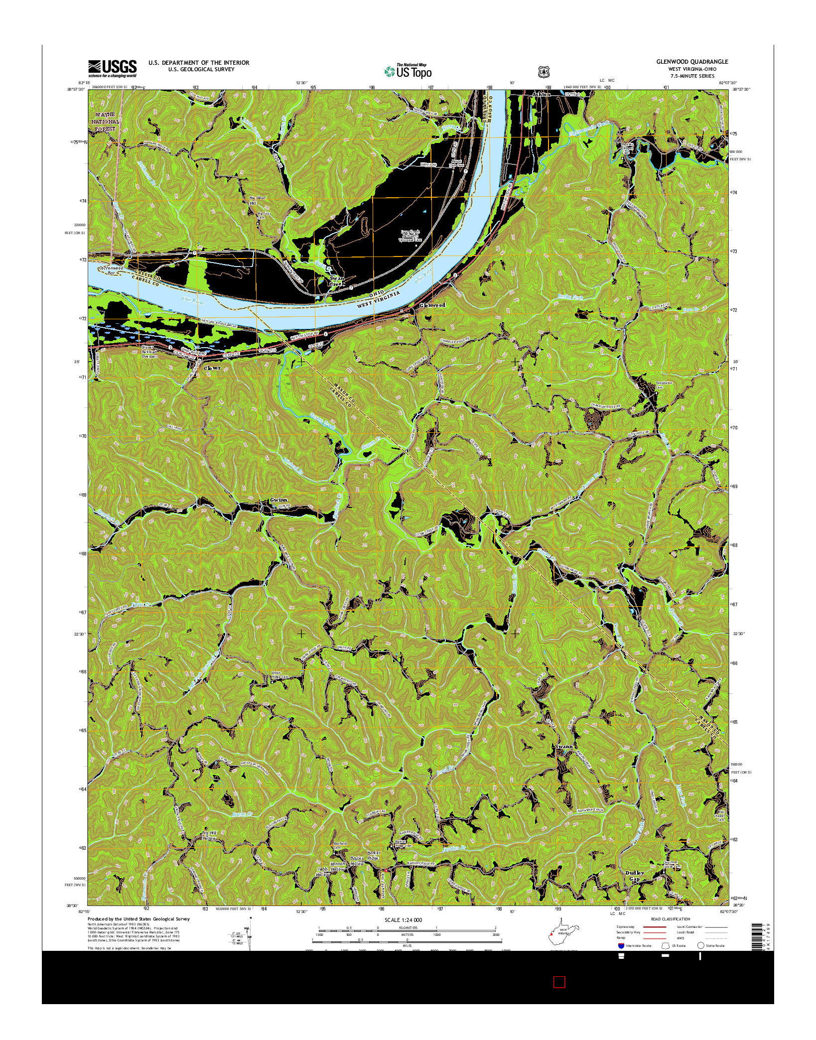 USGS US TOPO 7.5-MINUTE MAP FOR GLENWOOD, WV-OH 2016