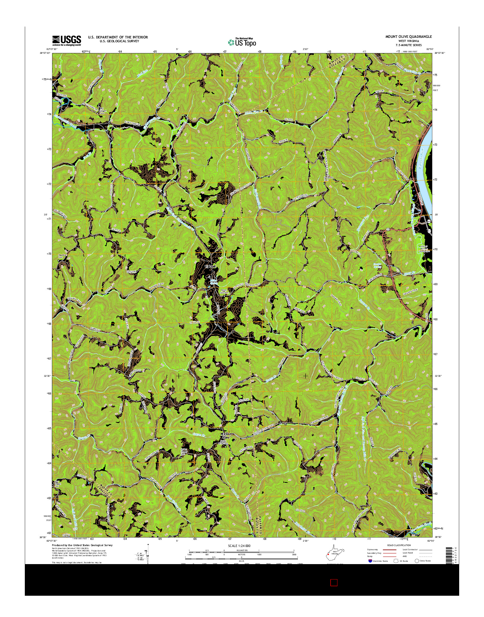 USGS US TOPO 7.5-MINUTE MAP FOR MOUNT OLIVE, WV 2016