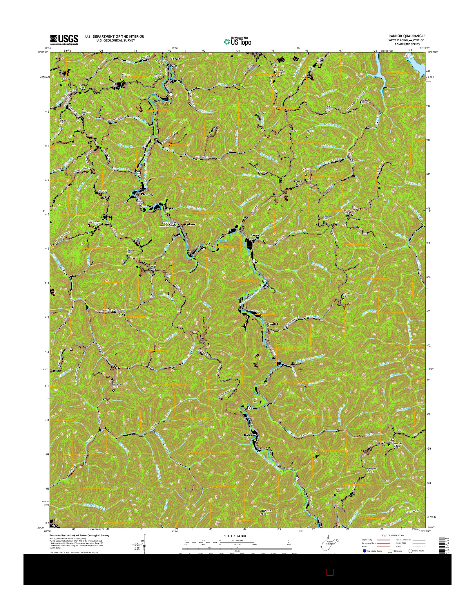 USGS US TOPO 7.5-MINUTE MAP FOR RADNOR, WV 2016