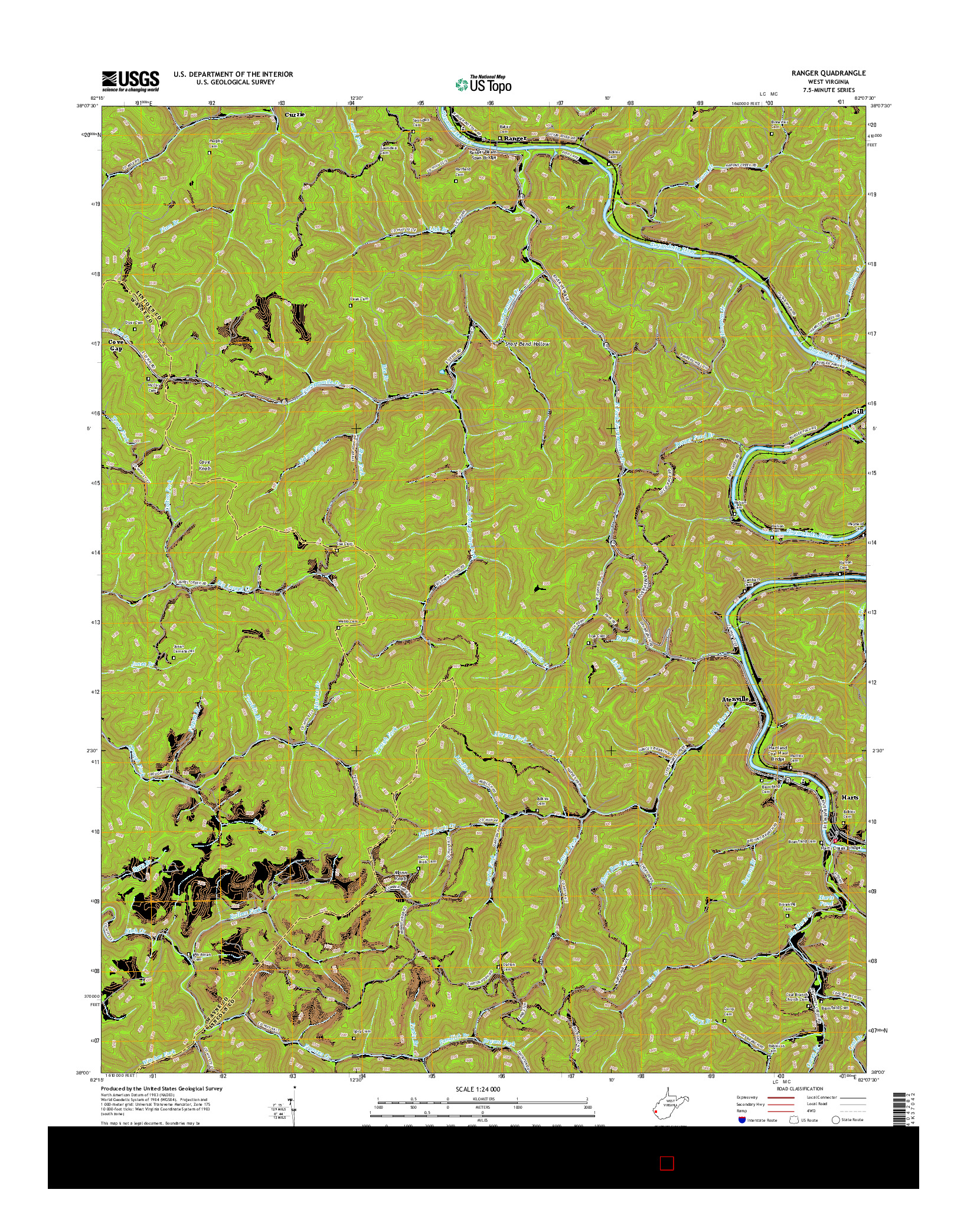 USGS US TOPO 7.5-MINUTE MAP FOR RANGER, WV 2016